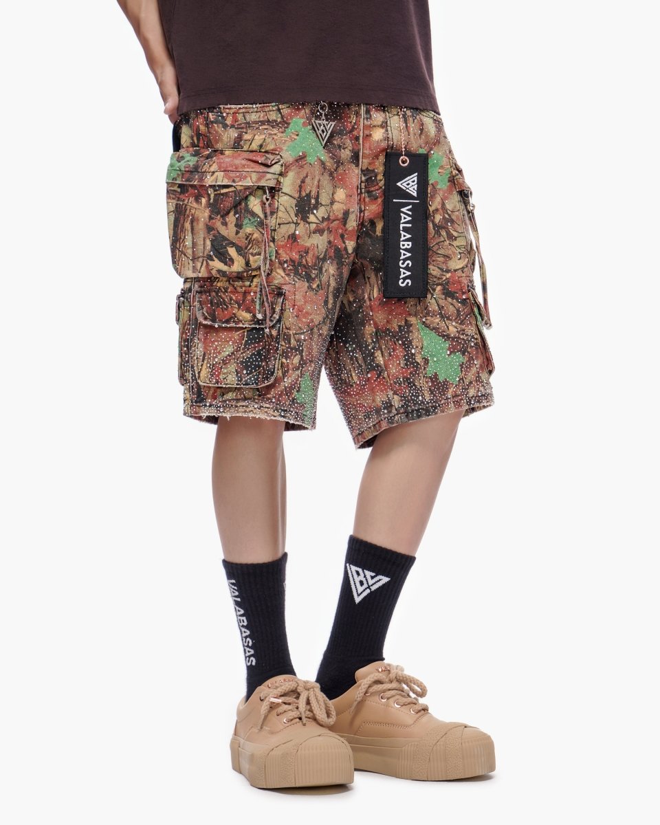 VALABASAS Arch Shorts Leaf Camo front right style full-length view