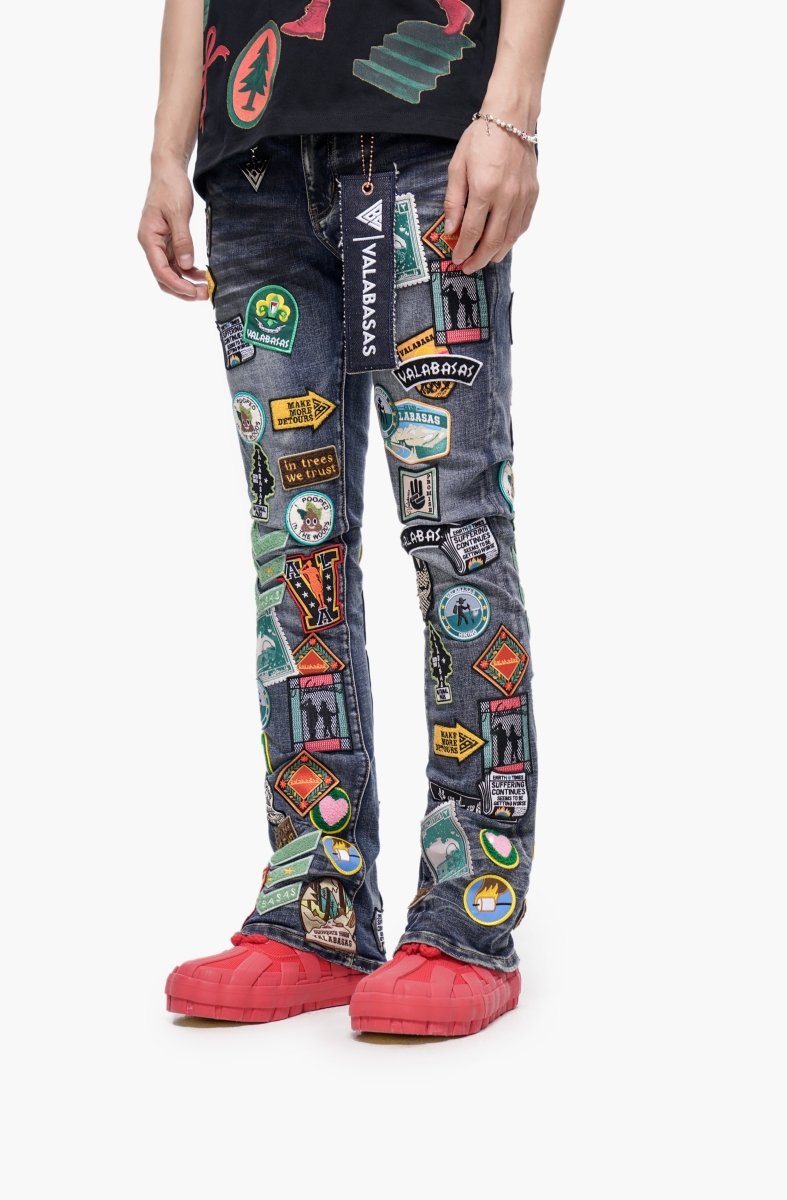 Axis Stacked Blue Wash Jeans - Valabasas