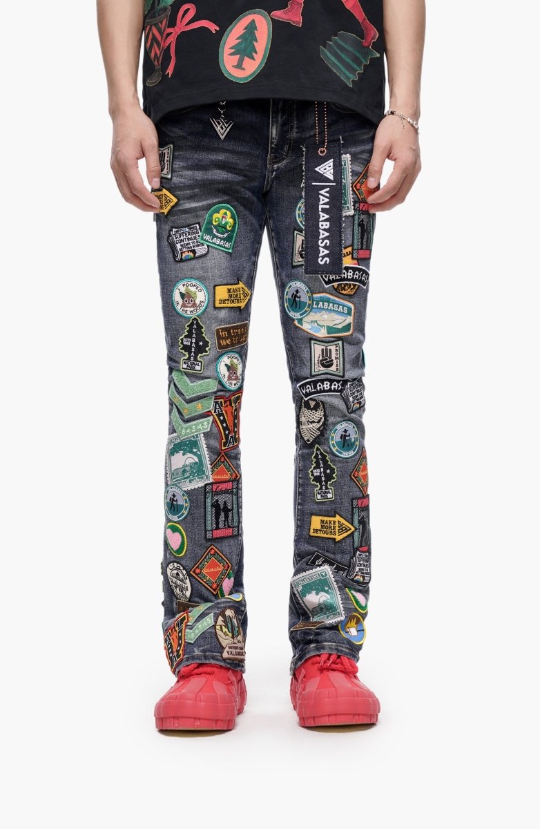 Axis Stacked Blue Wash Jeans - Valabasas