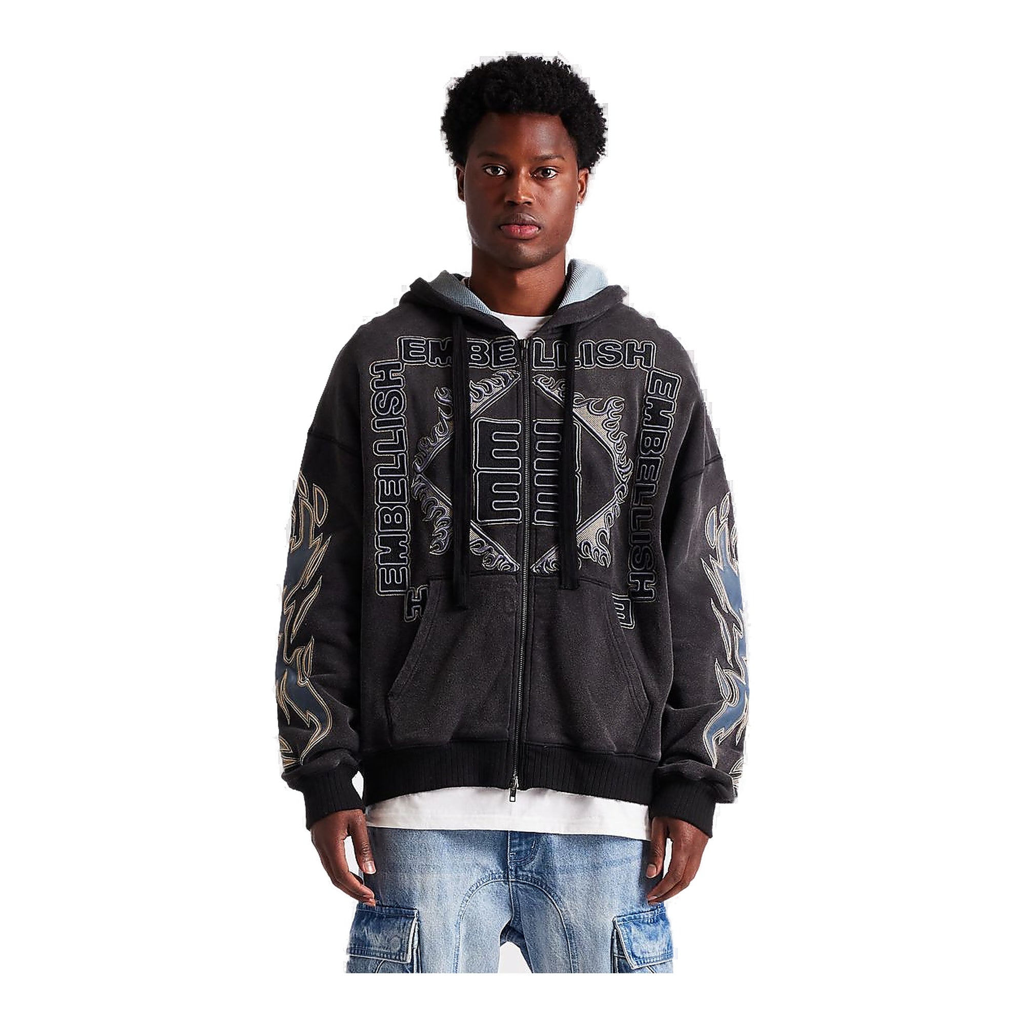 Embellish Inferno Zip Jacket Men's Hoodie - Black