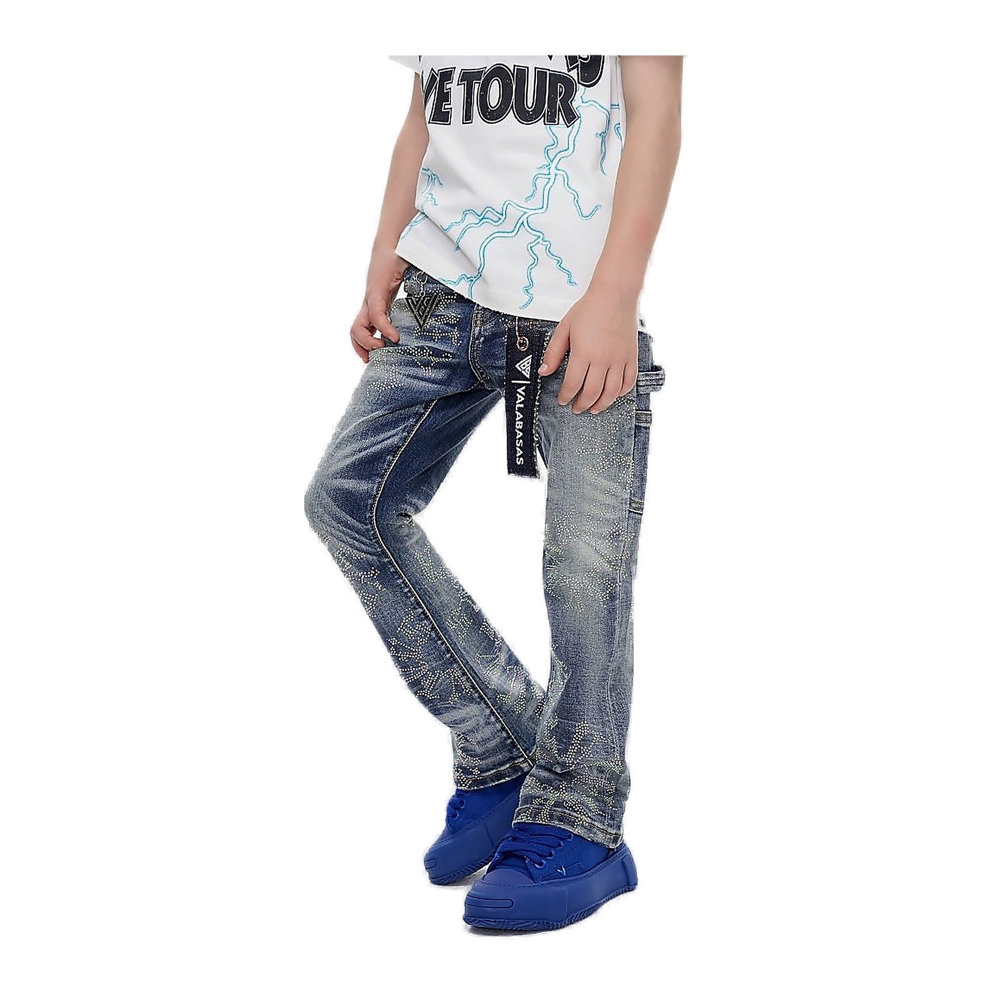 Valabasas Speckle Youth Jeans - Stacked Dark Blue Washed
