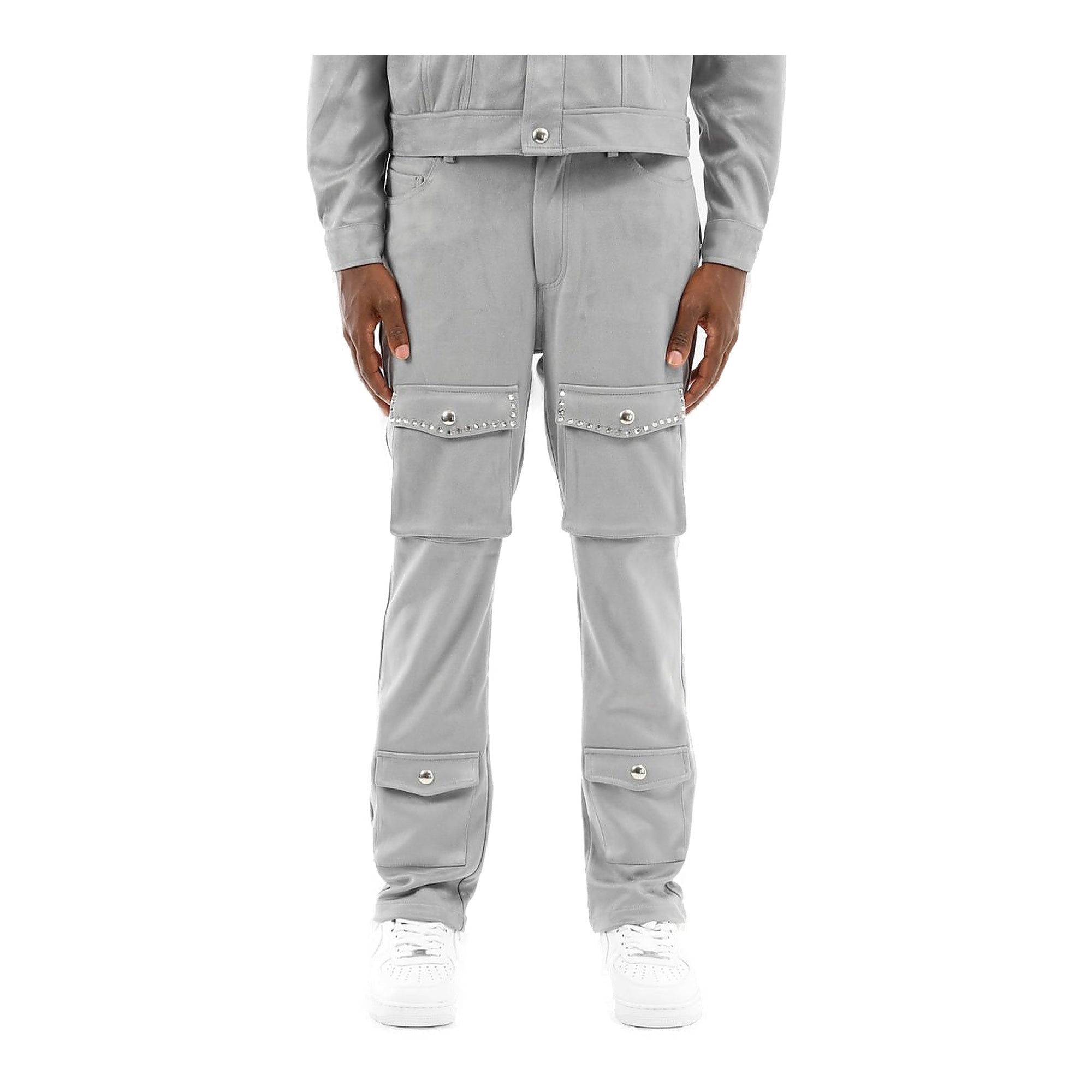 Copper Rivet Cargo Pants - Gray