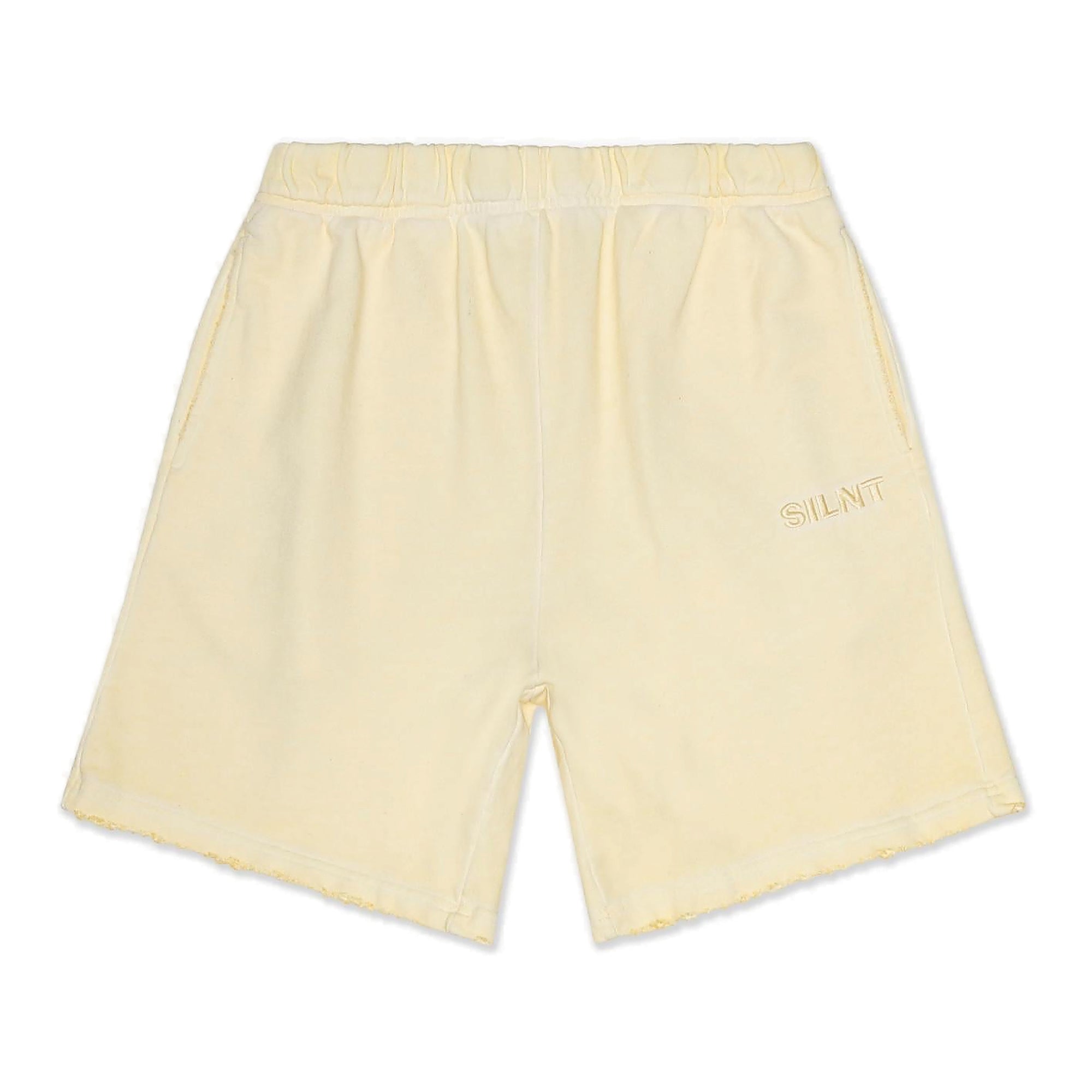 Silnt Chptrs Raw Hem Shorts - Relaxed Fit Cream