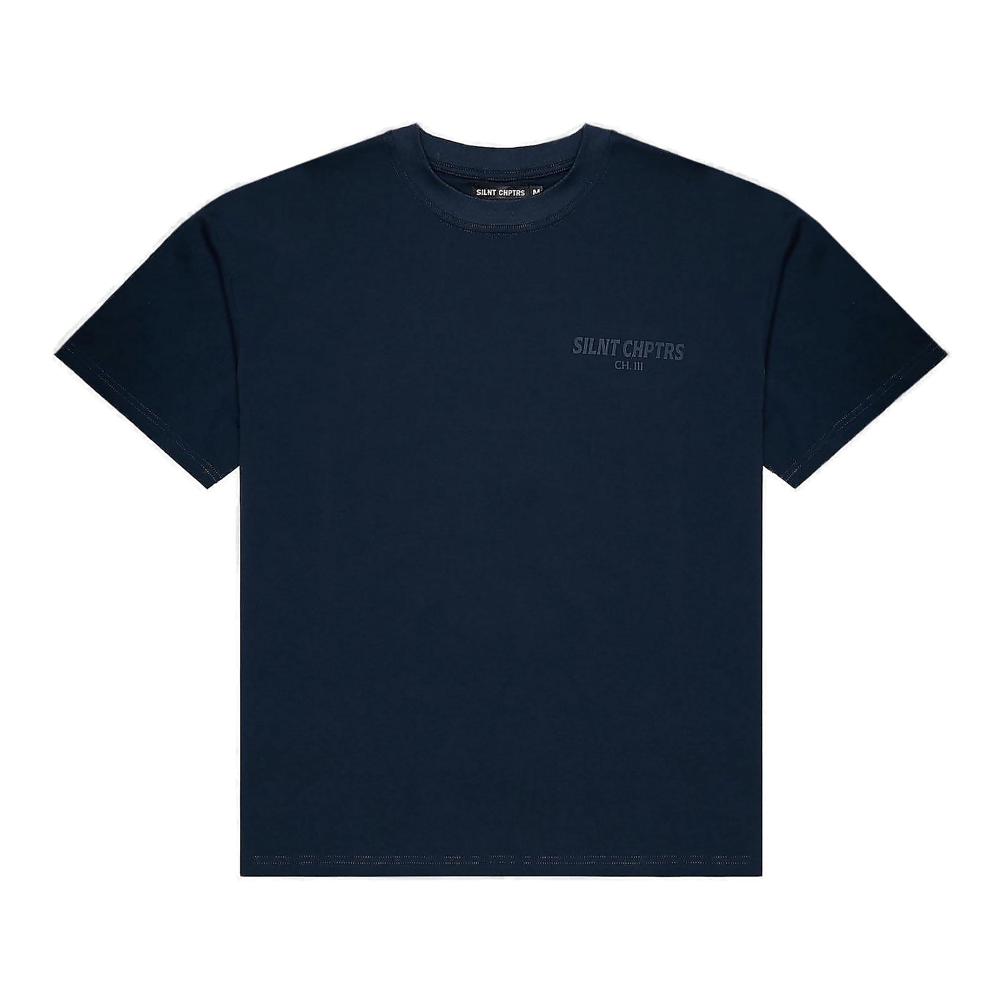 Silnt Chptrs Embossed Logo T-Shirt - Boxy Fit Navy