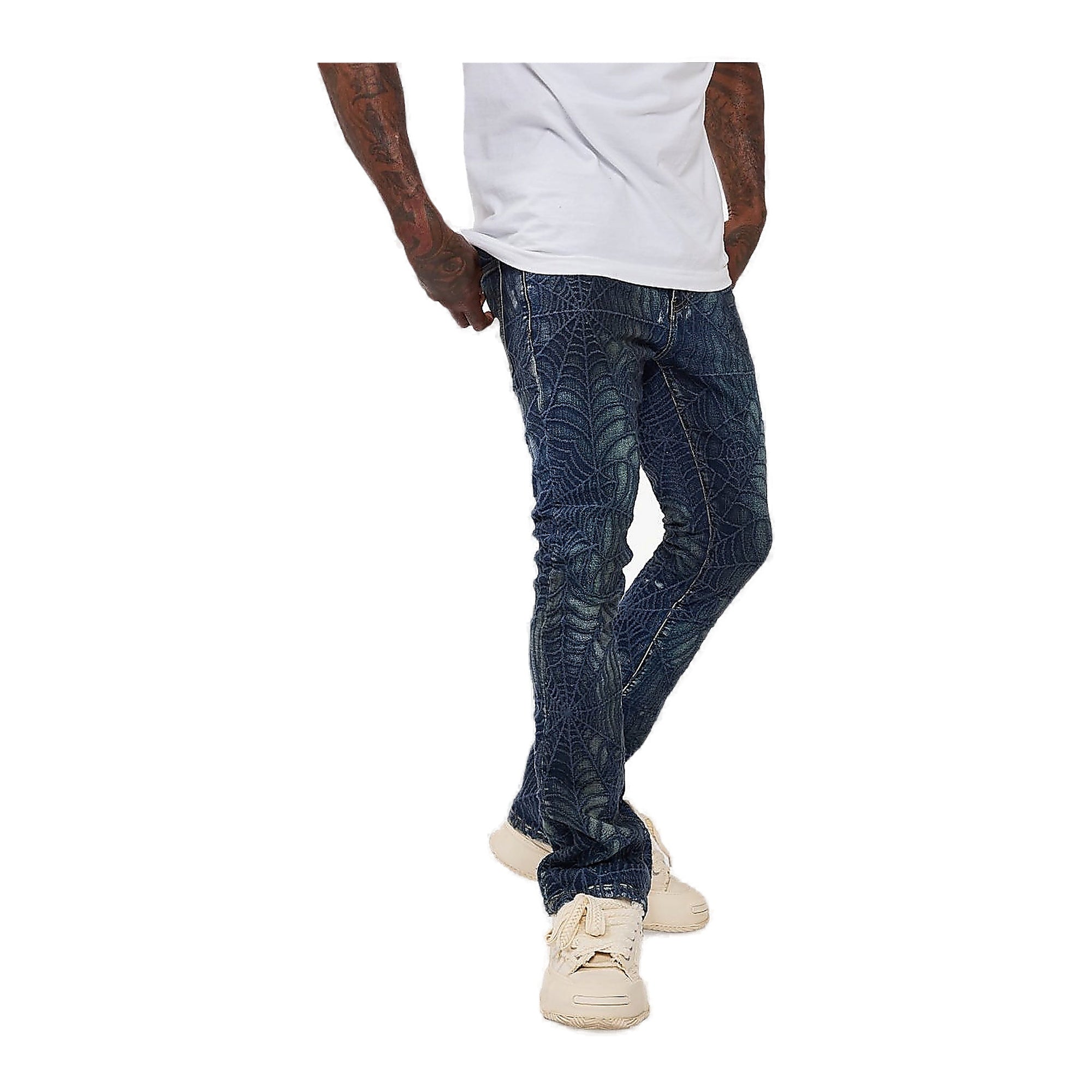 Valabasas Spider Jeans - Stacked Blue Washed