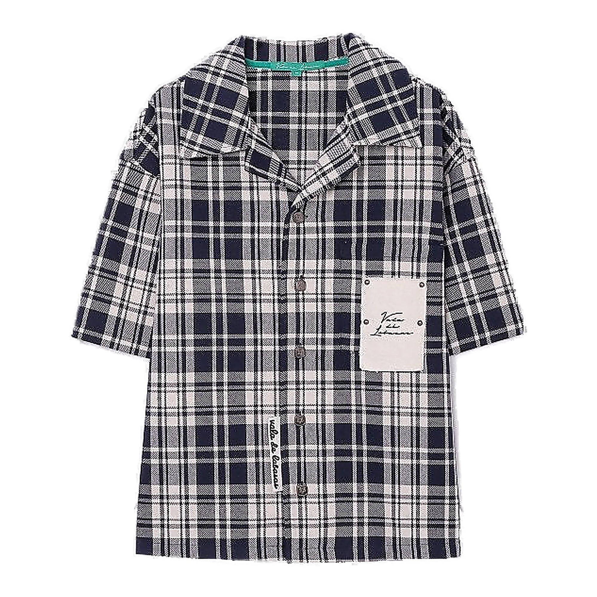 Valabasas Plaid Jacket - Layered Sleeves Blue White