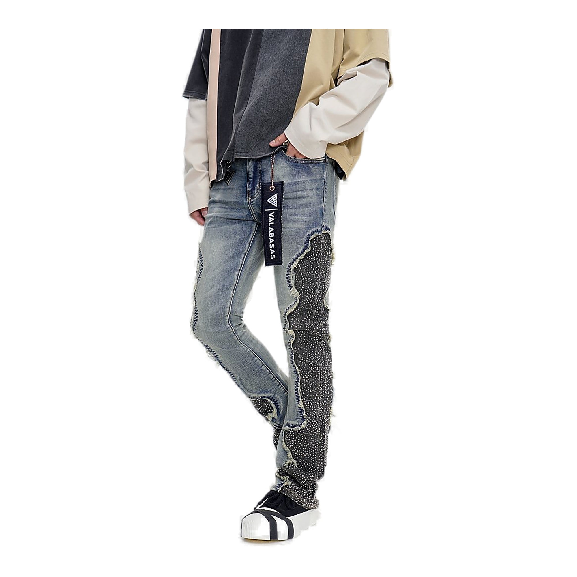 Valabasas Rhinestone Jeans - Raw Edge