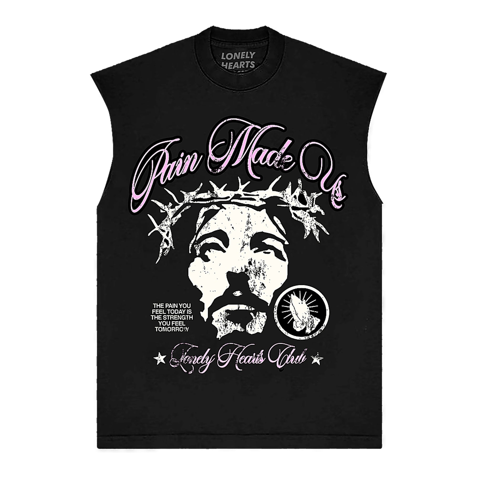 Lonely Hearts Pain Graphic T-Shirt - Sleeveless