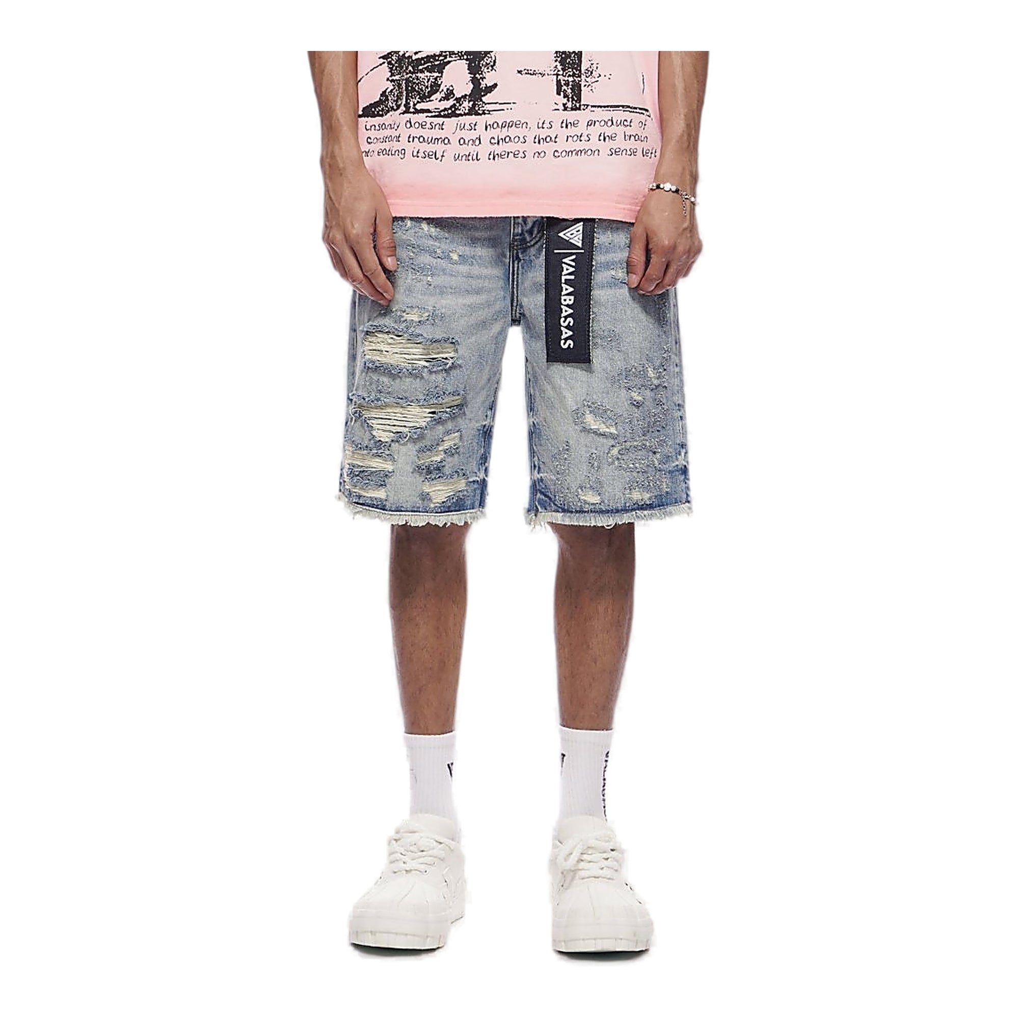 Valabasas Clipped Shorts - Distressed Denim