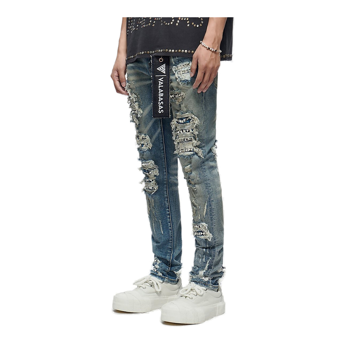 Valabasas Nobleton Jeans - Distressed Medium Dirty Blue