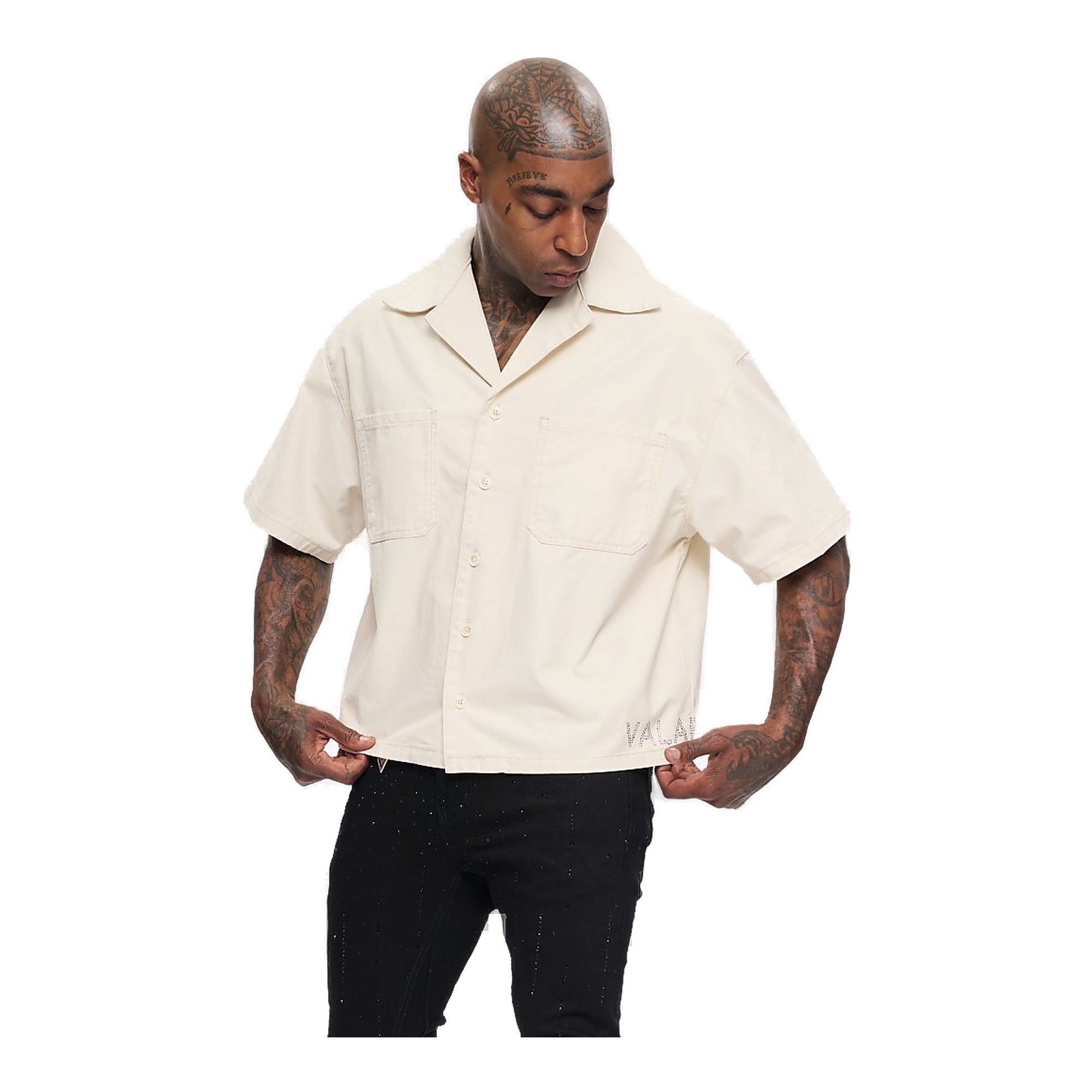 Valabasas Shine Button Down Men's Shirt - Cream