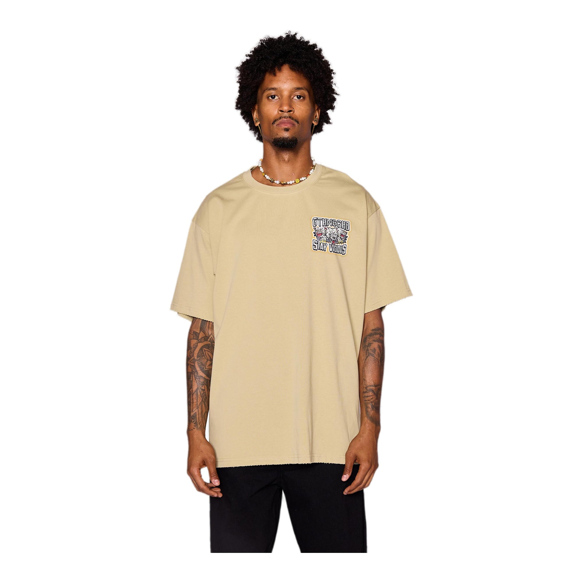 6Th Nbrhd Stay Vicious Men's T-Shirt - Beige