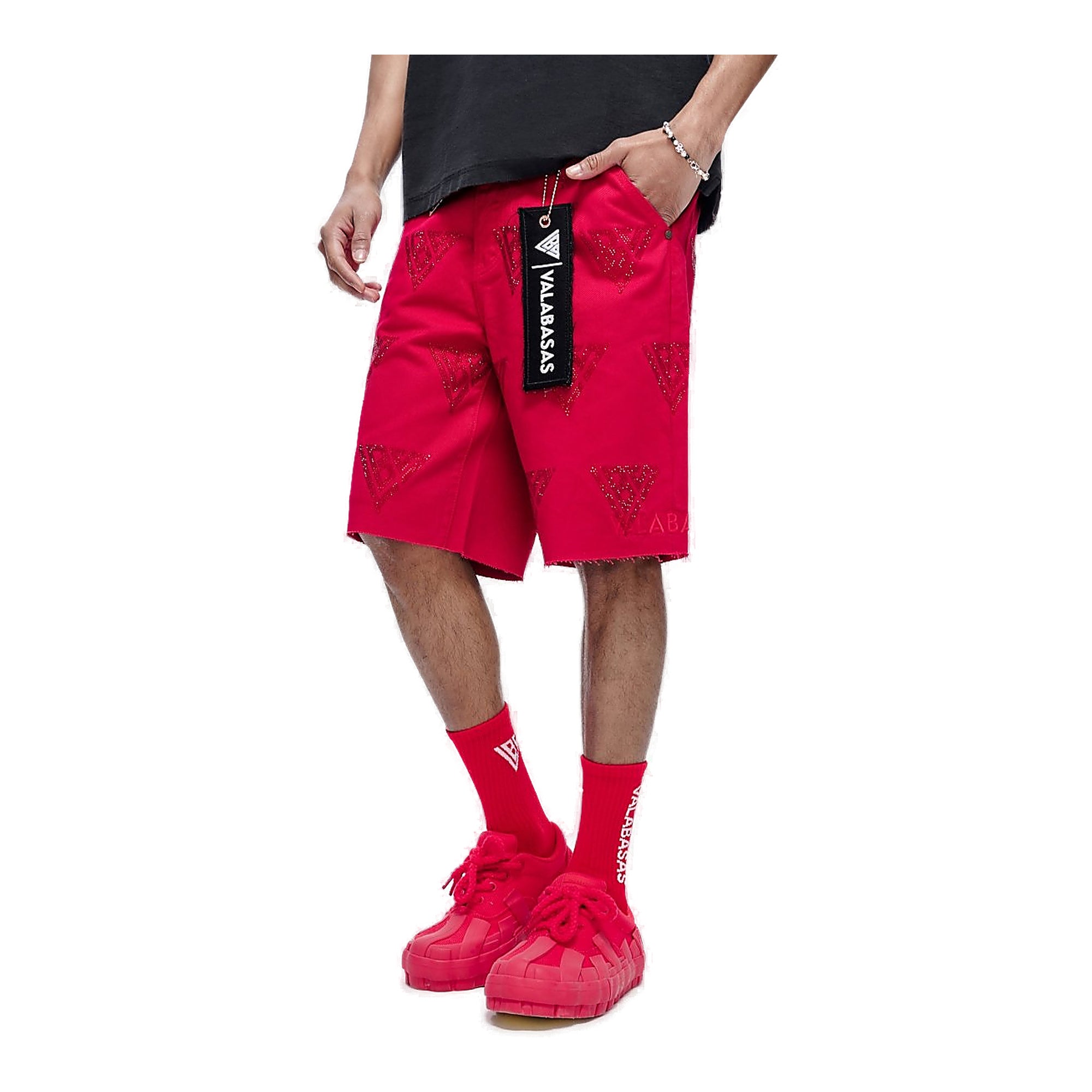 Valabasas Logo Denim Shorts - Raw Hem