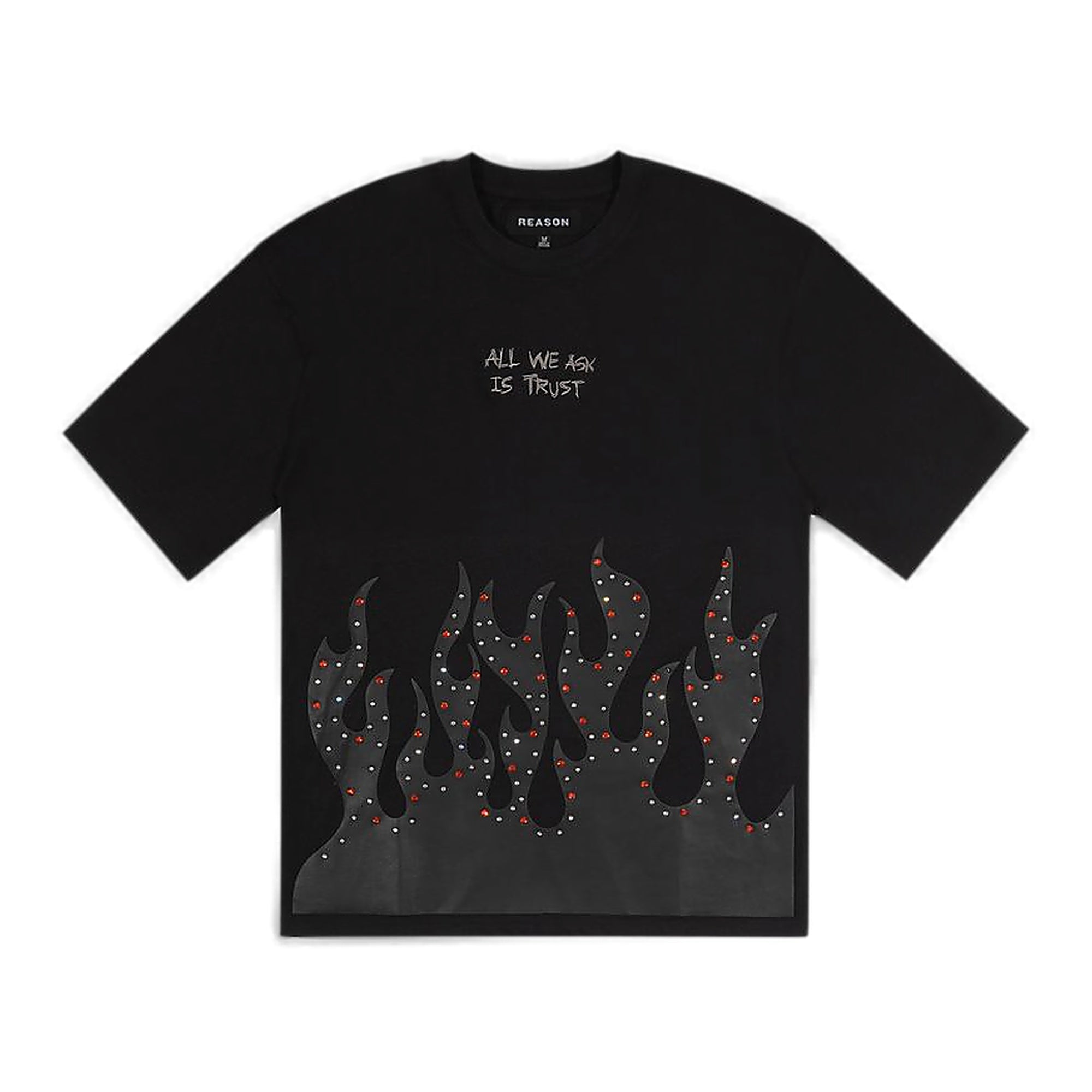 Reason Brand Flame Tee - Rhinestone Graphic