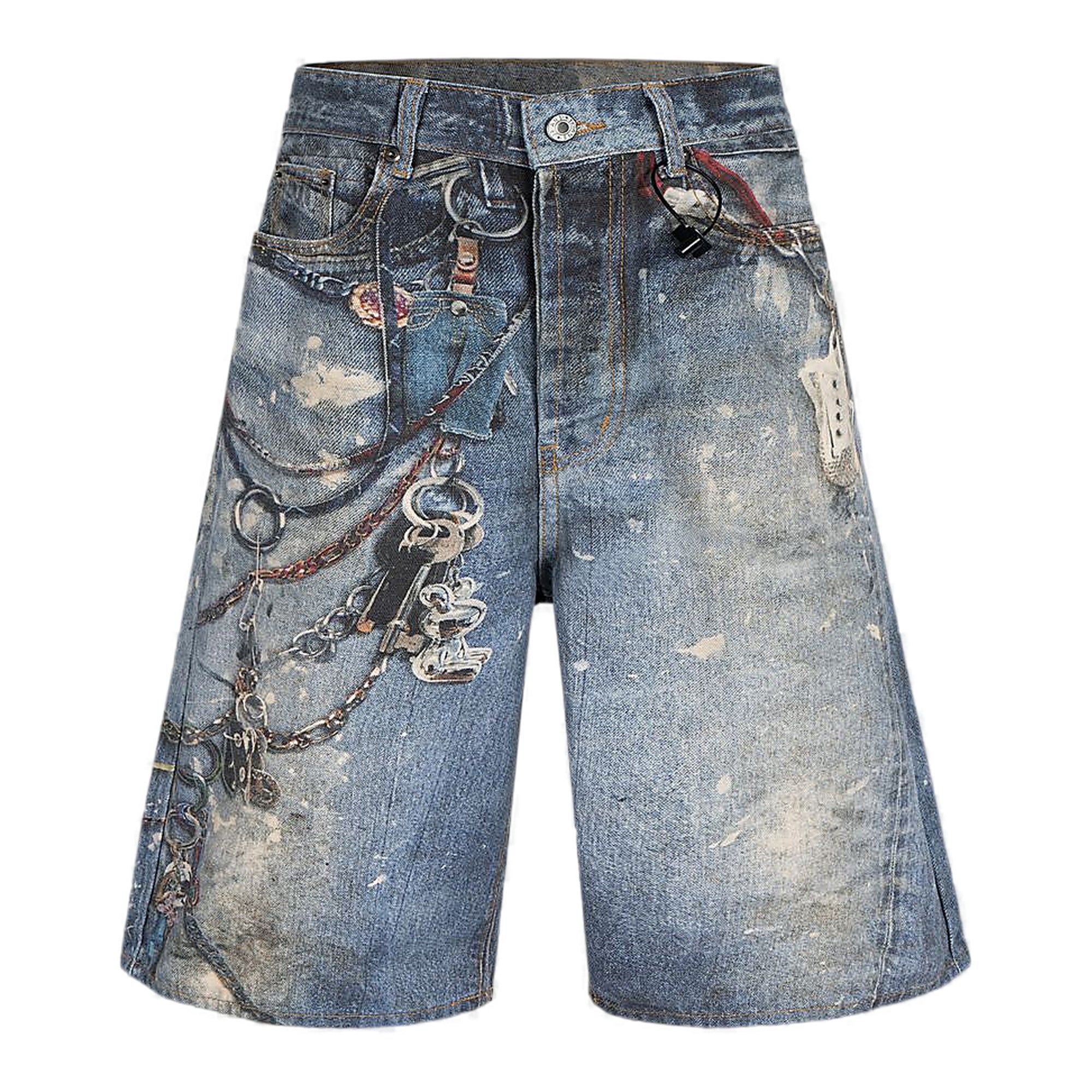 Undeveloped Chain Denim Shorts - Sandblast Wash