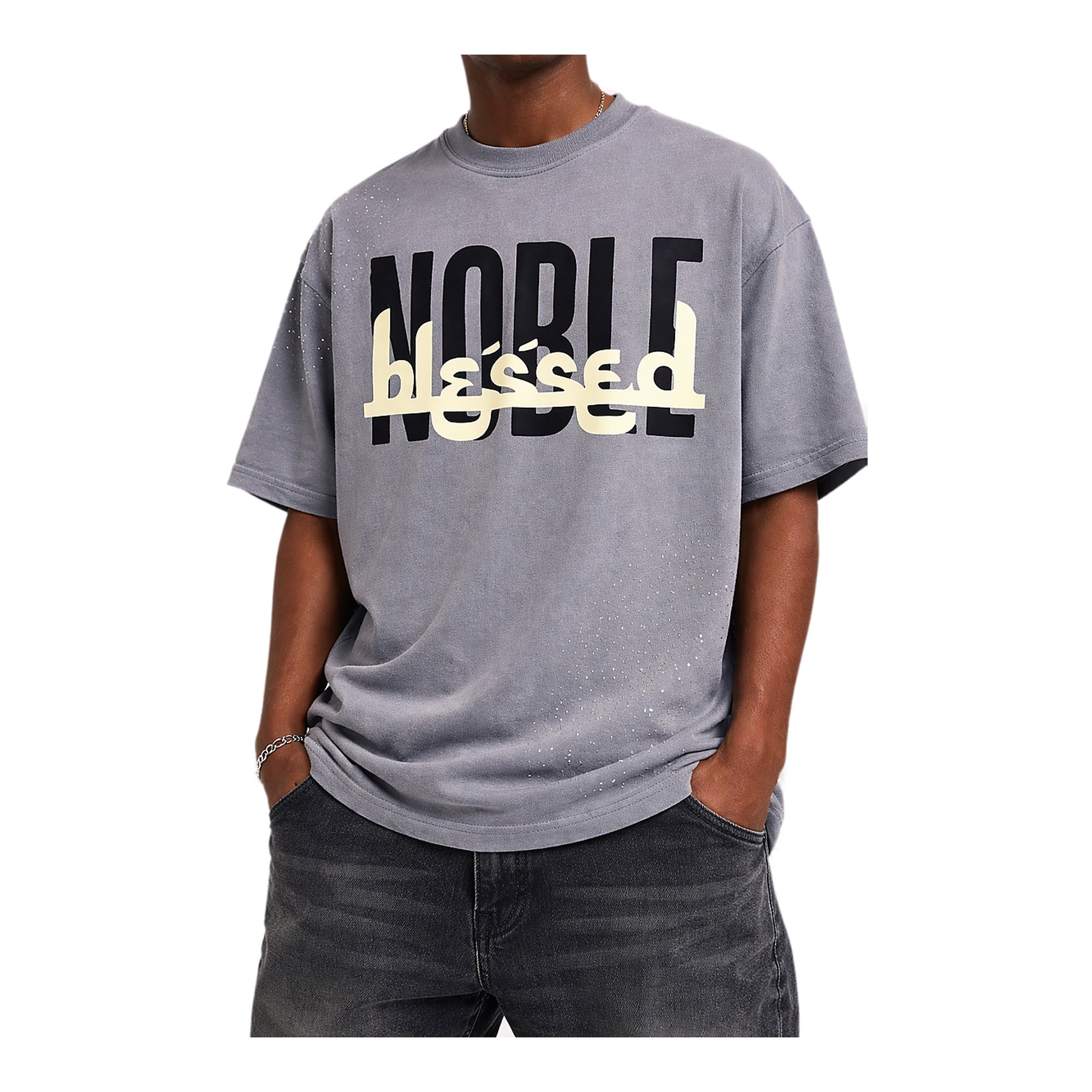 Noble Blessed Tee - Relaxed Fit Washed Grey