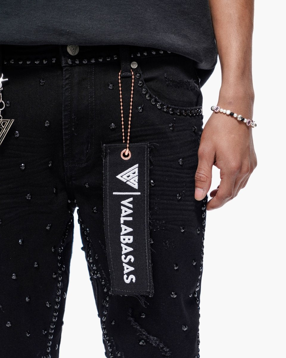 Canal Stacked Jet Black Jeans - Valabasas