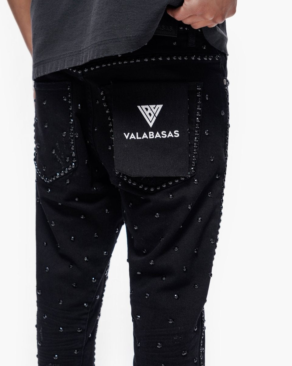 Canal Stacked Jet Black Jeans - Valabasas