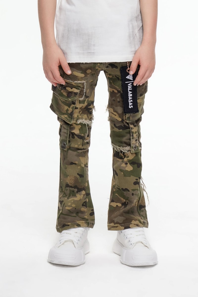 Canteen Kids Stacked Denim Cargos Camo - Valabasas