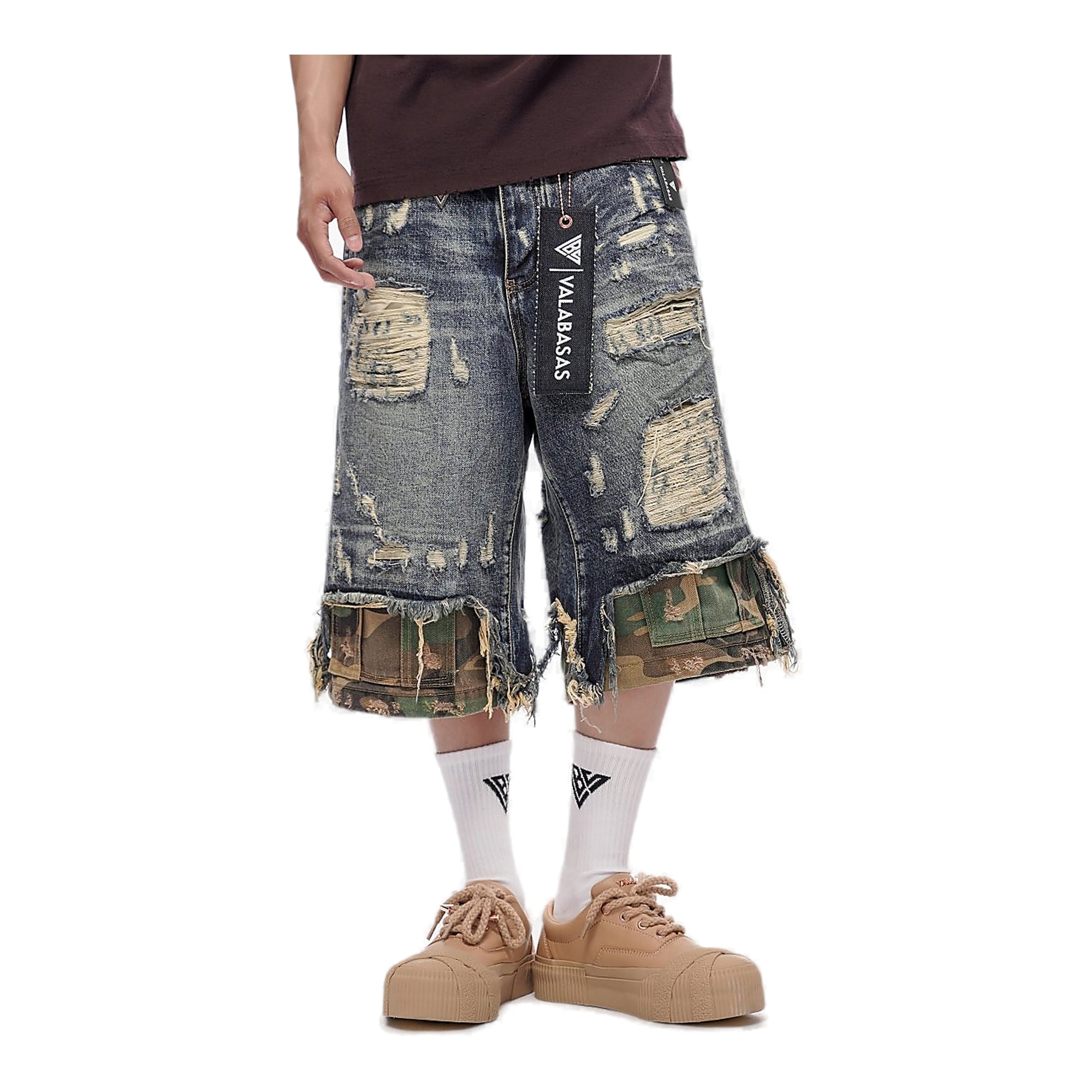 Valabasas Patchwork Shorts - Distressed