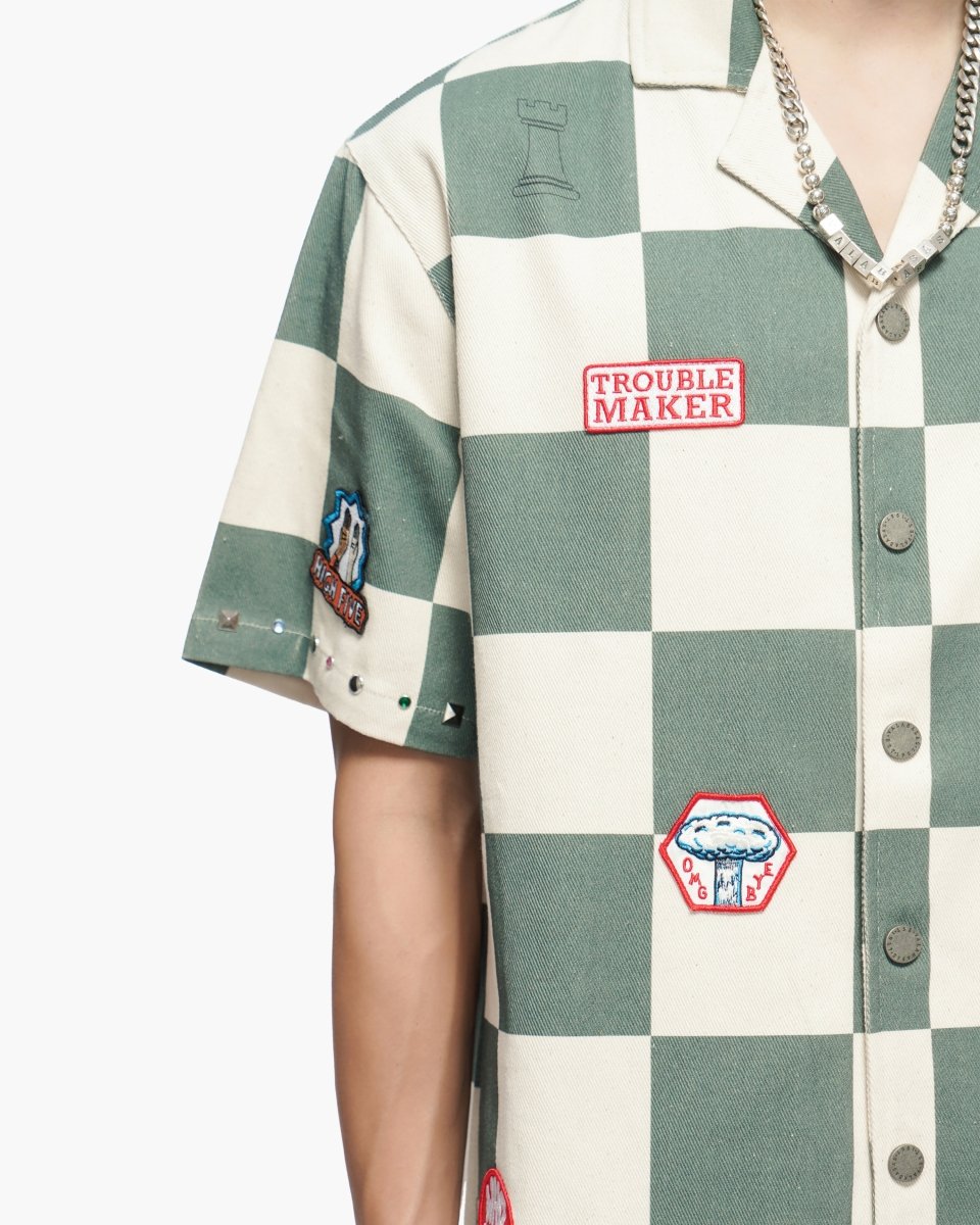 Checkers Green Cream Button Down Shirt - Valabasas