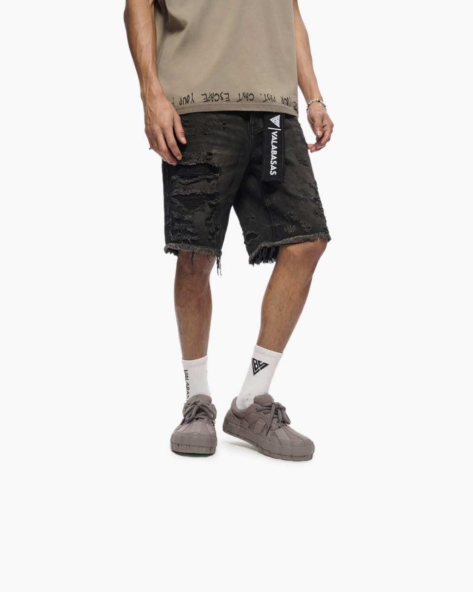 Clipped Jorts Black Washed - Valabasas