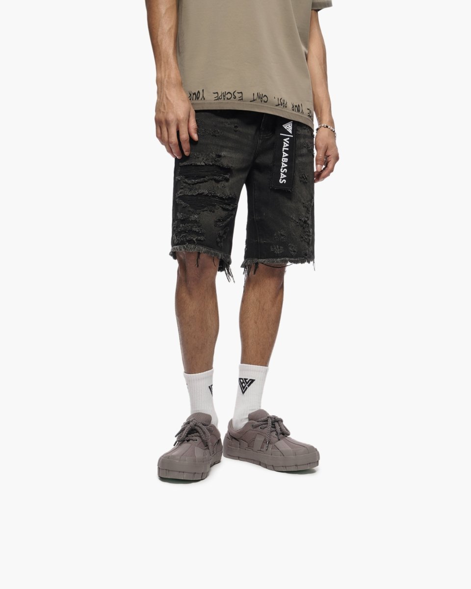 Clipped Jorts Black Washed - Valabasas