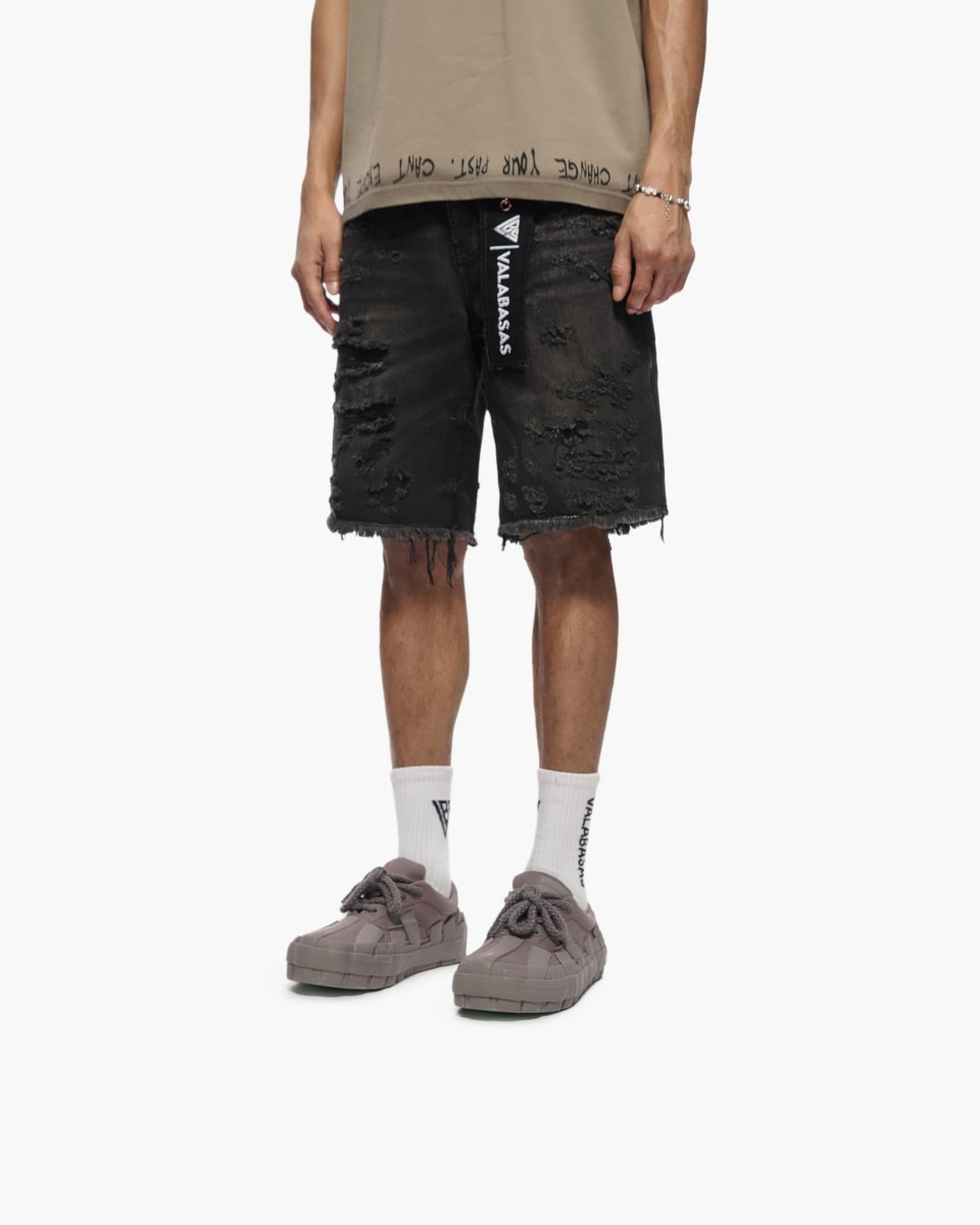 Clipped Jorts Black Washed - Valabasas