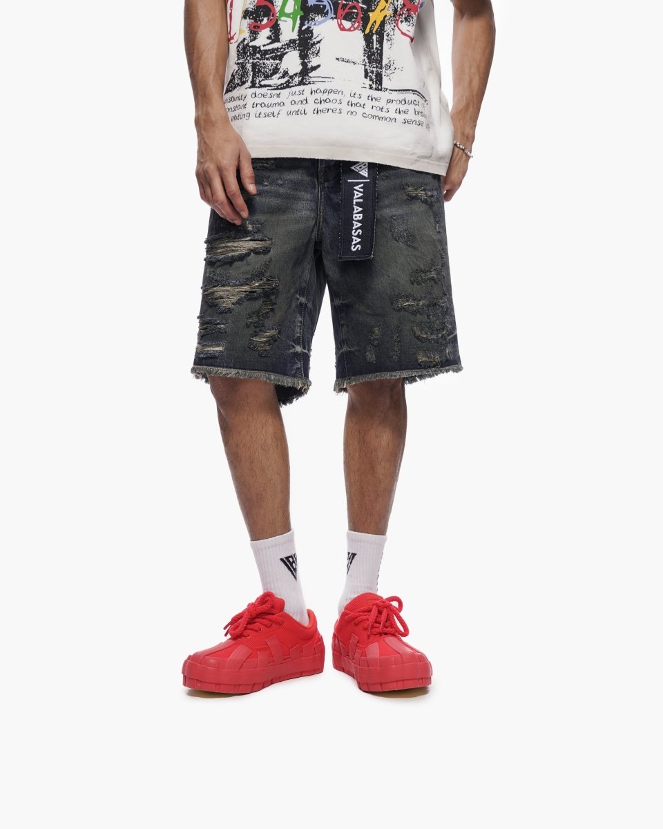 Clipped Jorts Dark Dirty Blue - Valabasas