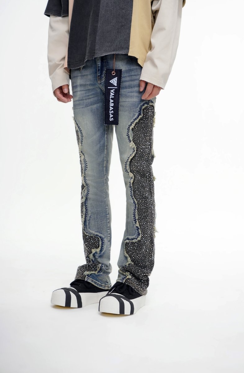 Convoy Stacked Blue Grey Jeans - Valabasas