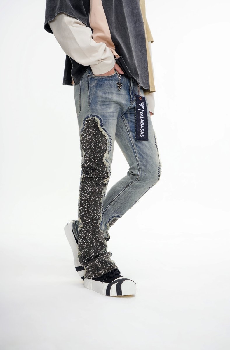 Convoy Stacked Blue Grey Jeans - Valabasas