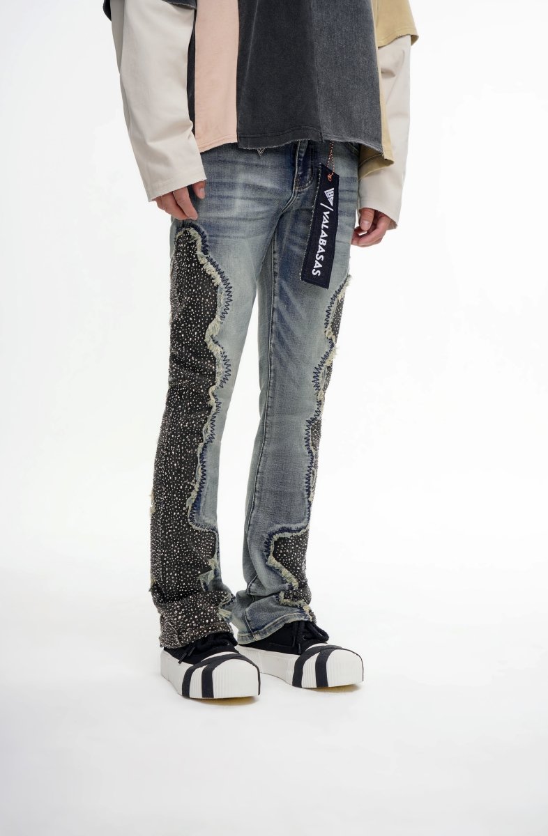 Convoy Stacked Blue Grey Jeans - Valabasas