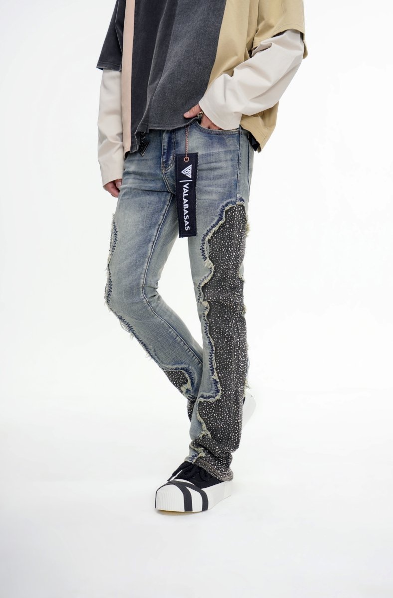 Convoy Stacked Blue Grey Jeans - Valabasas