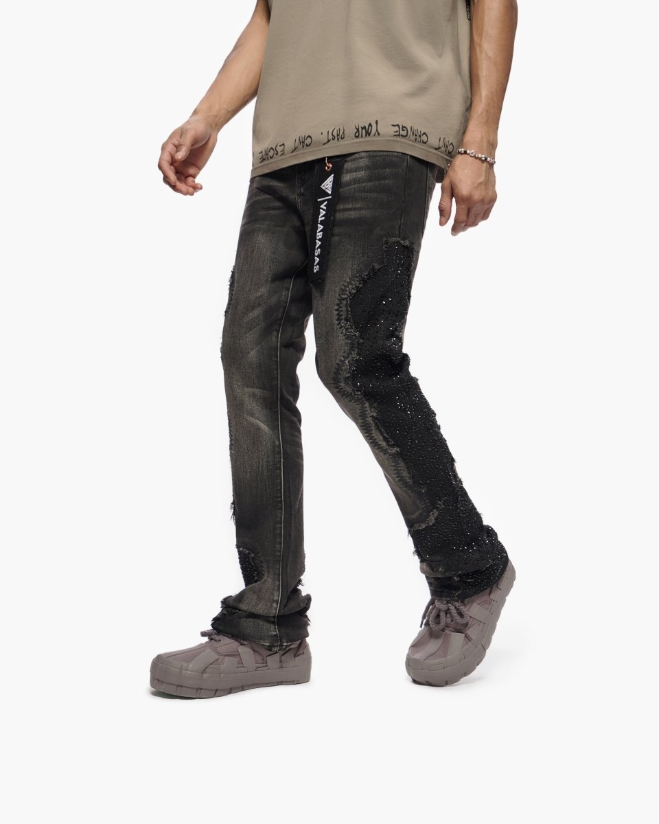 Convoy Stacked Grey Black Jeans - Valabasas