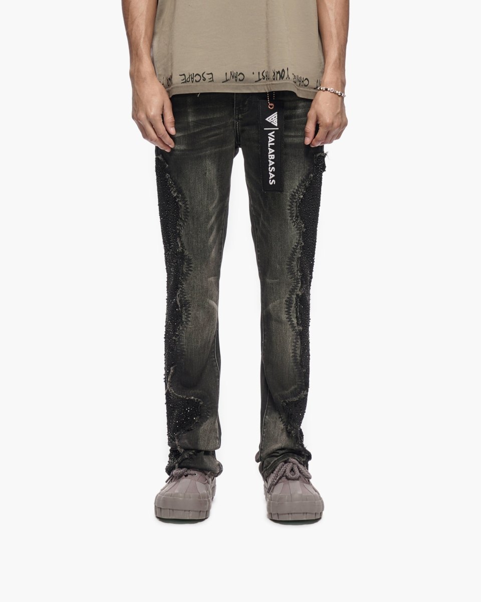 Convoy Stacked Grey Black Jeans - Valabasas