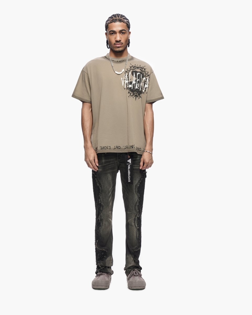 Convoy Stacked Grey Black Jeans - Valabasas