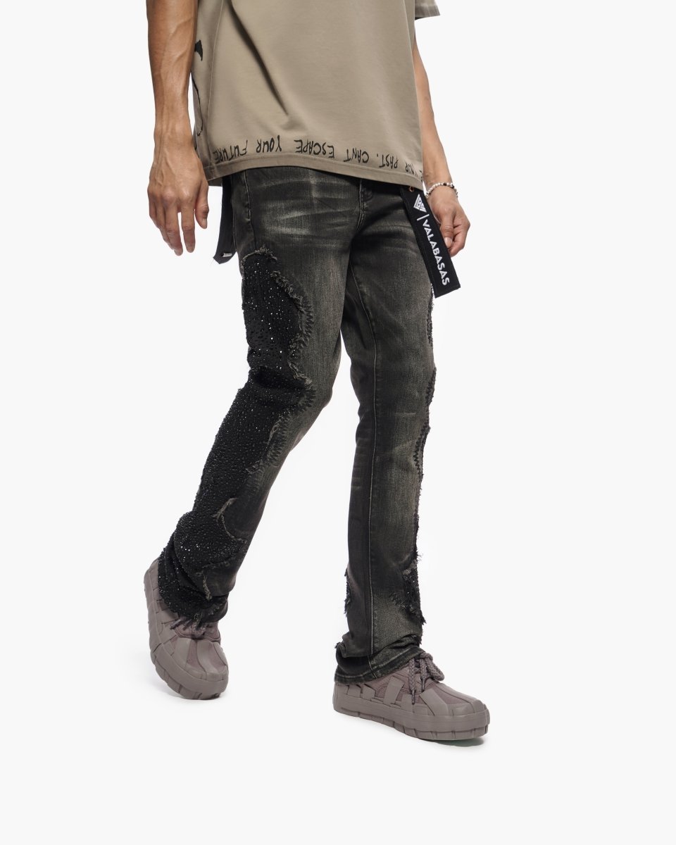 Convoy Stacked Grey Black Jeans - Valabasas