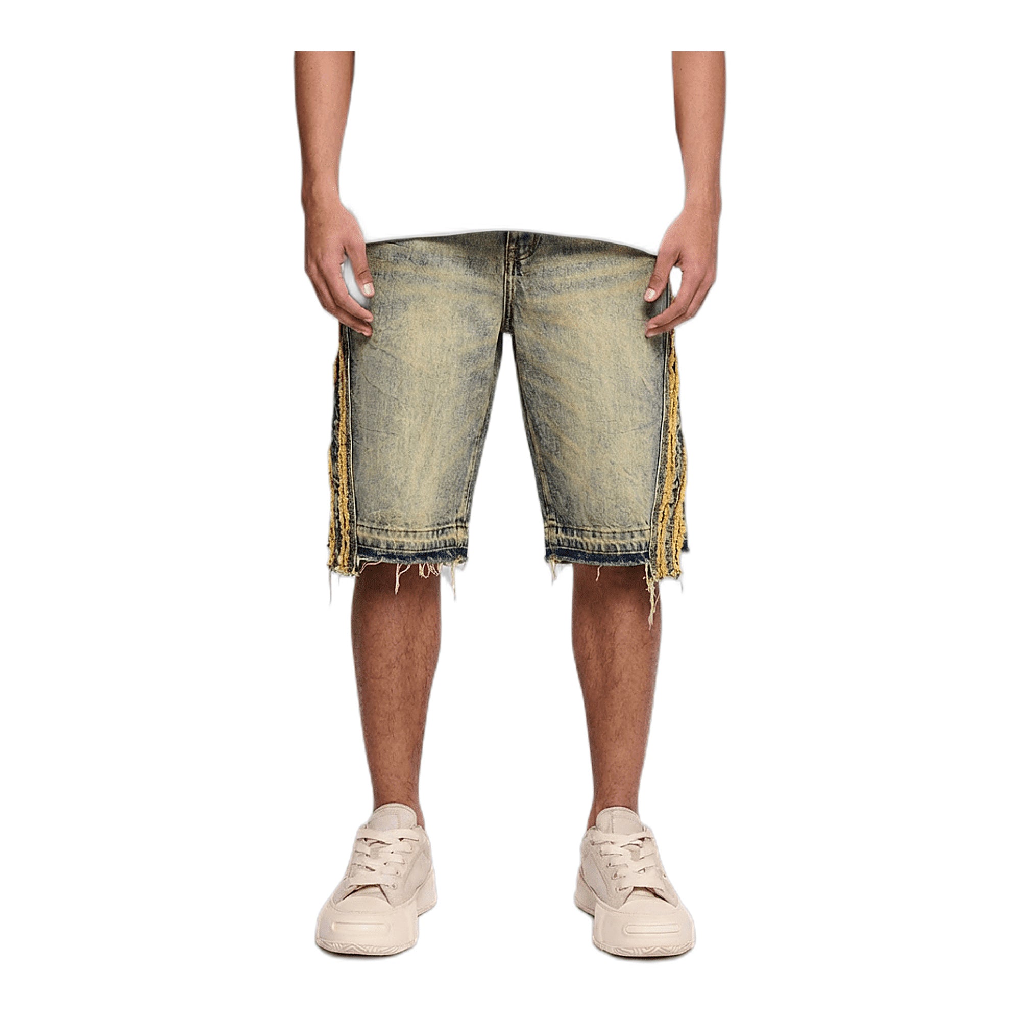 Valabasas Stripe Denim Shorts - Distressed