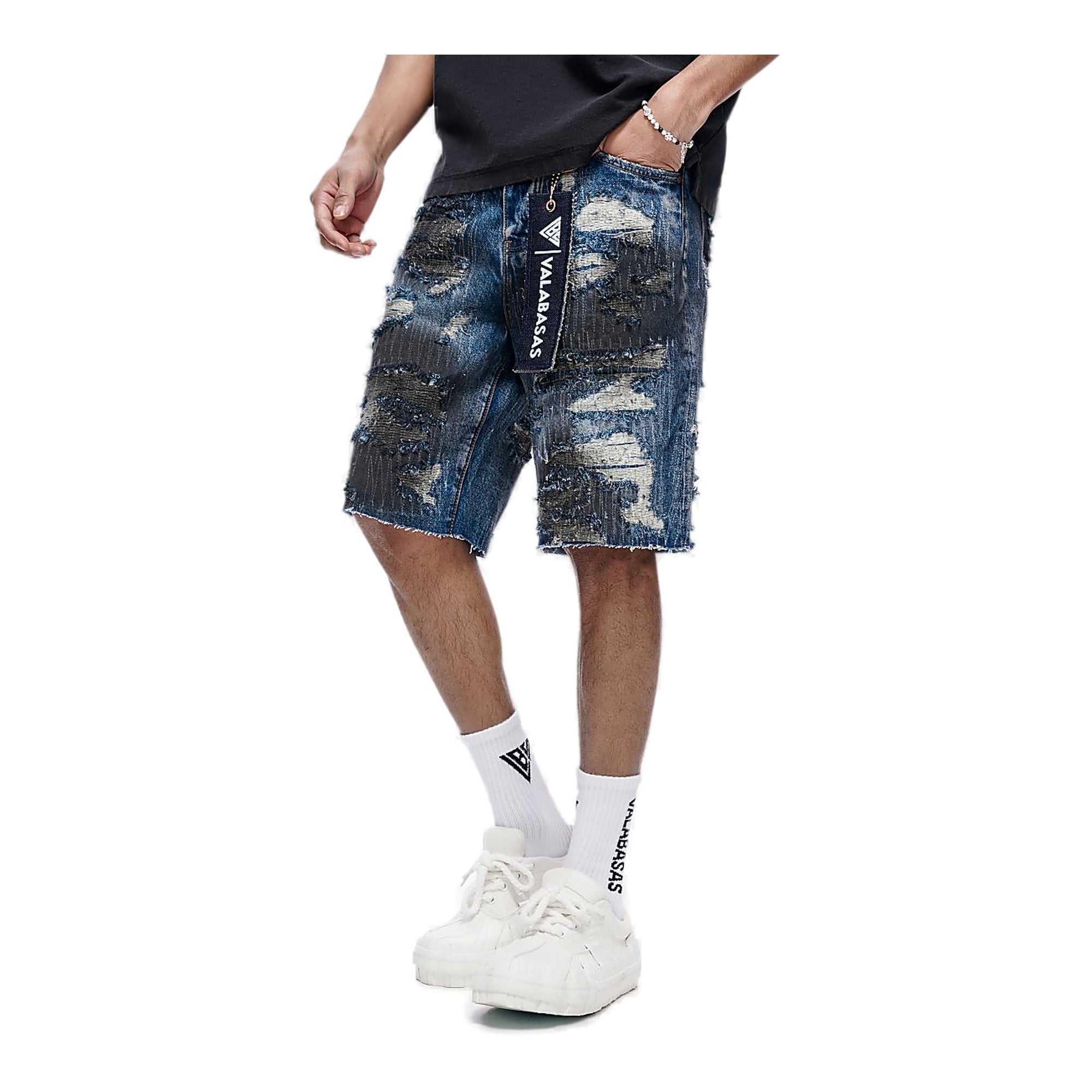 Valabasas Patchwork Shorts - Distressed