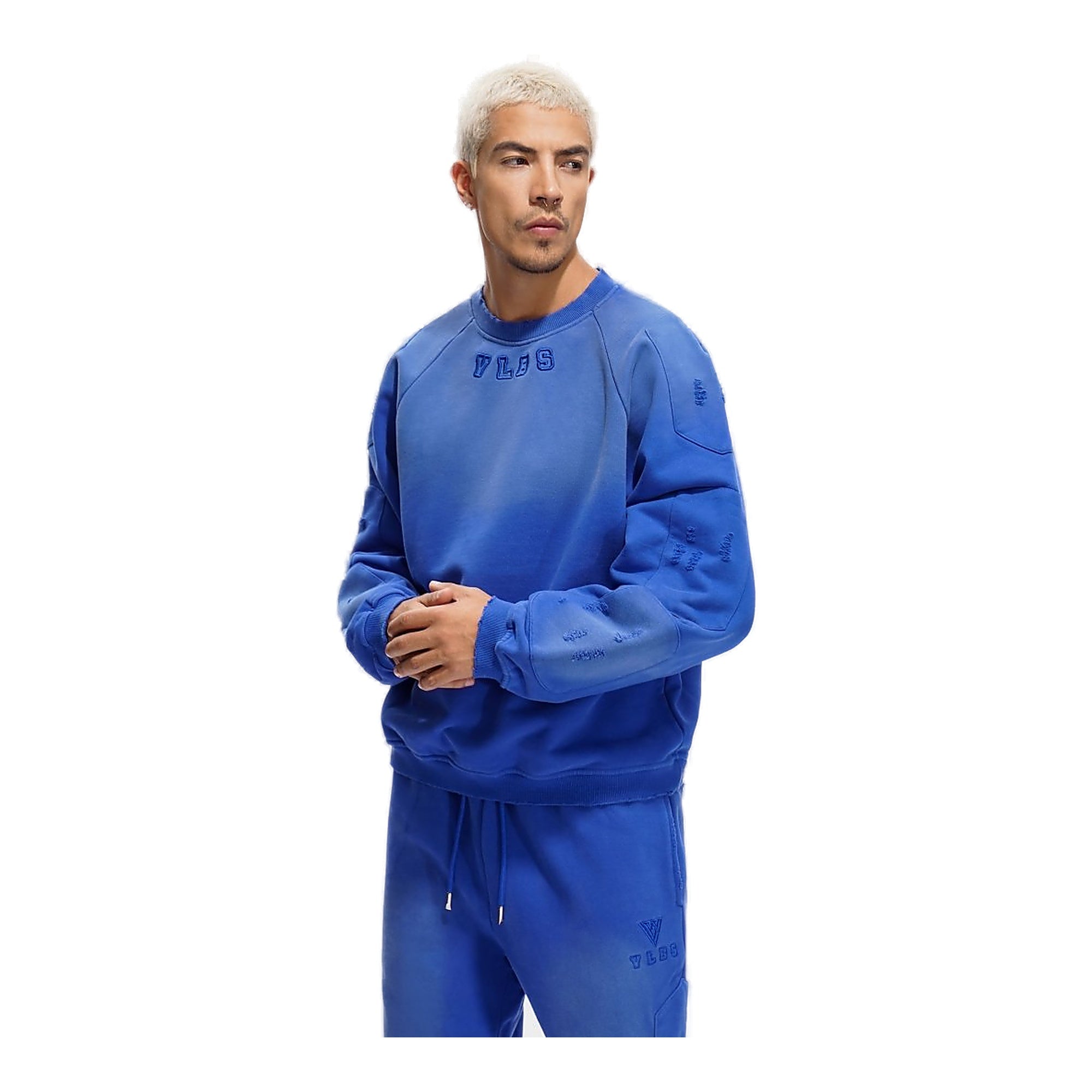 Valabasas Shield Blue Crewneck Men's Sweatshirt - Solid Color