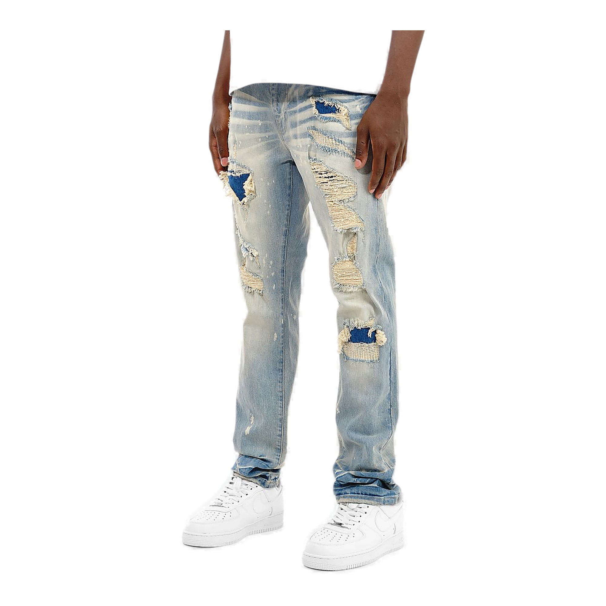 Copper Rivet Distressed Jeans - Ripped