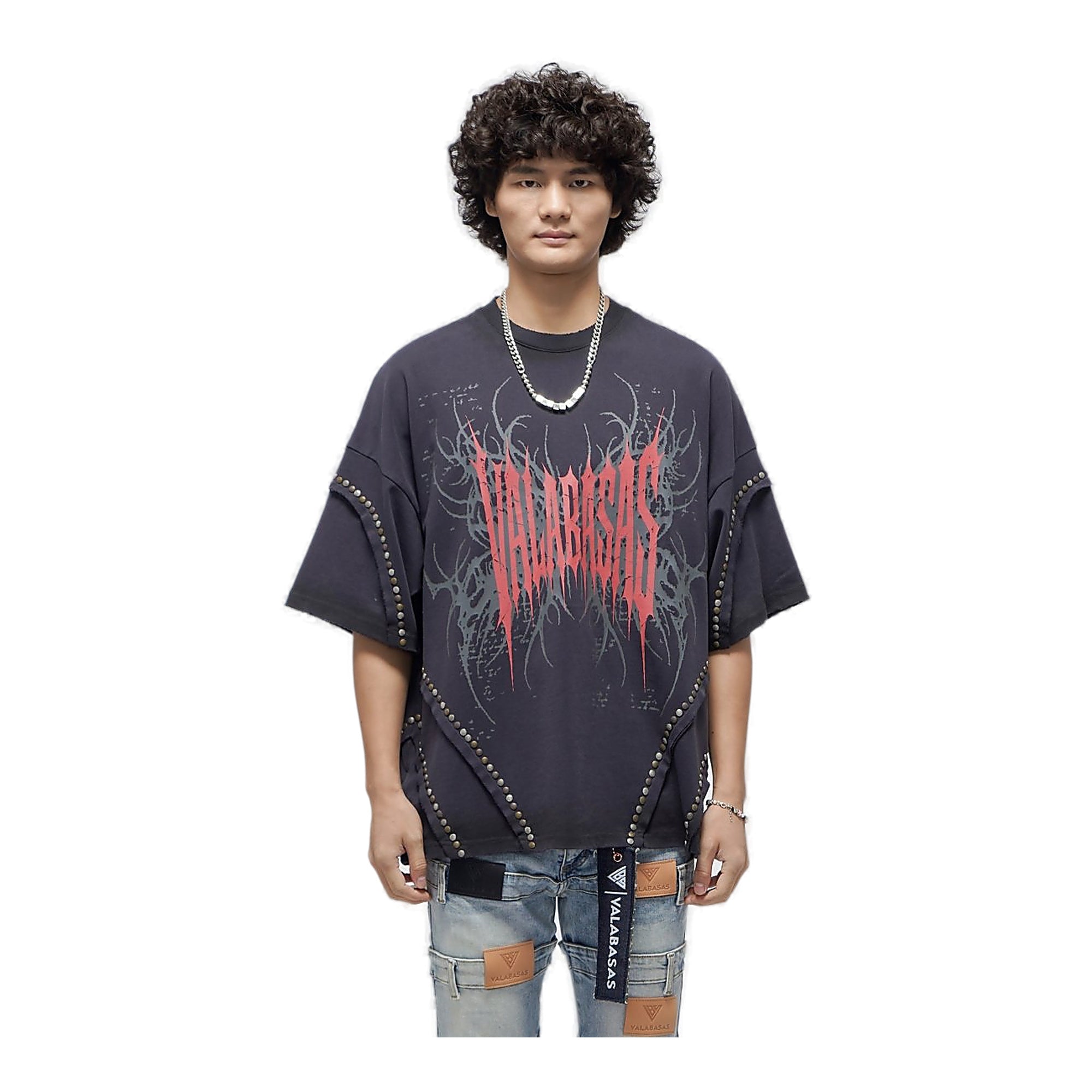 Valabasas Studded Tee - Graphic Vintage Grey