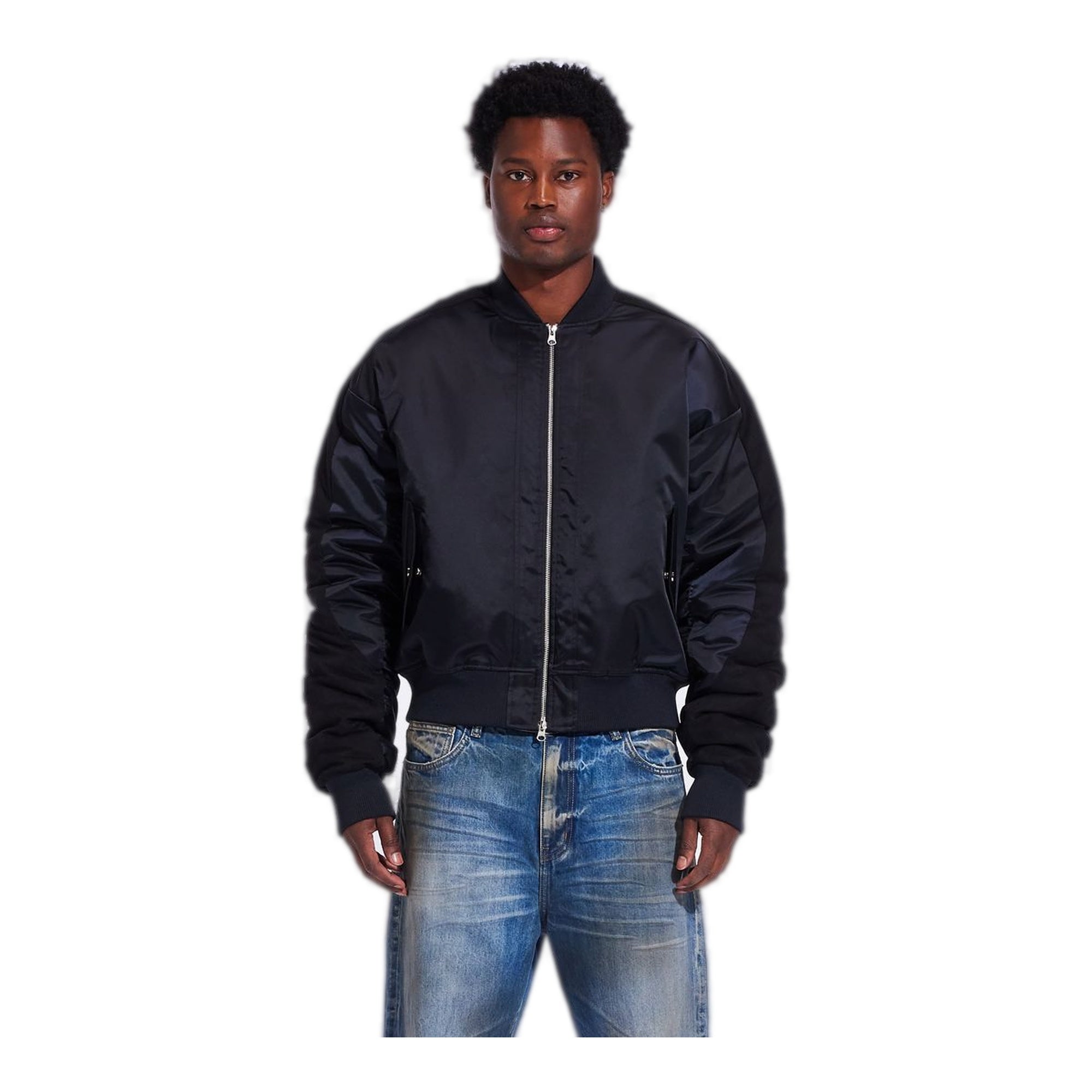 Crysp Mid Blue Men's Bomber Jacket - Black