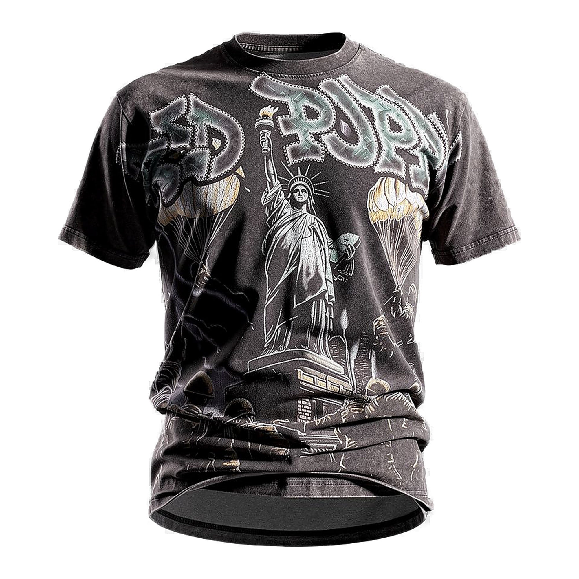 Red Poppy Men's Black T-Shirt