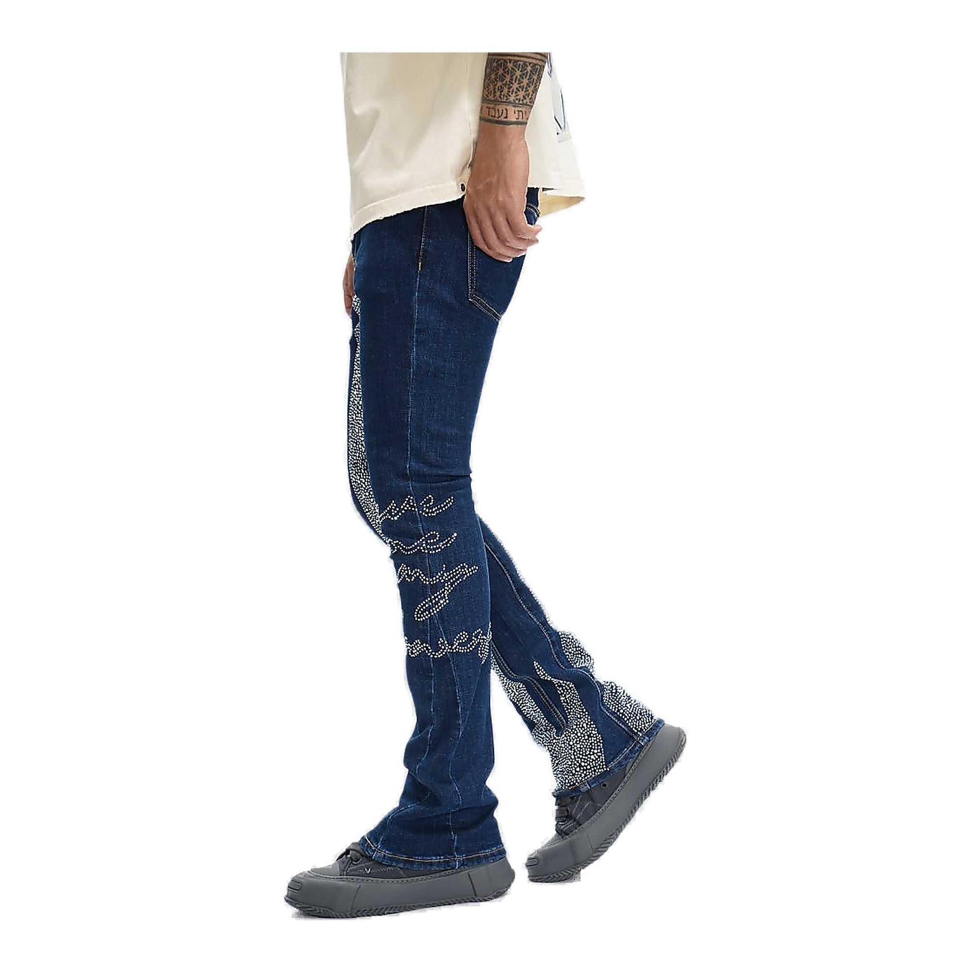 Valabasas Script Jeans - Stacked Fit Denim Blue