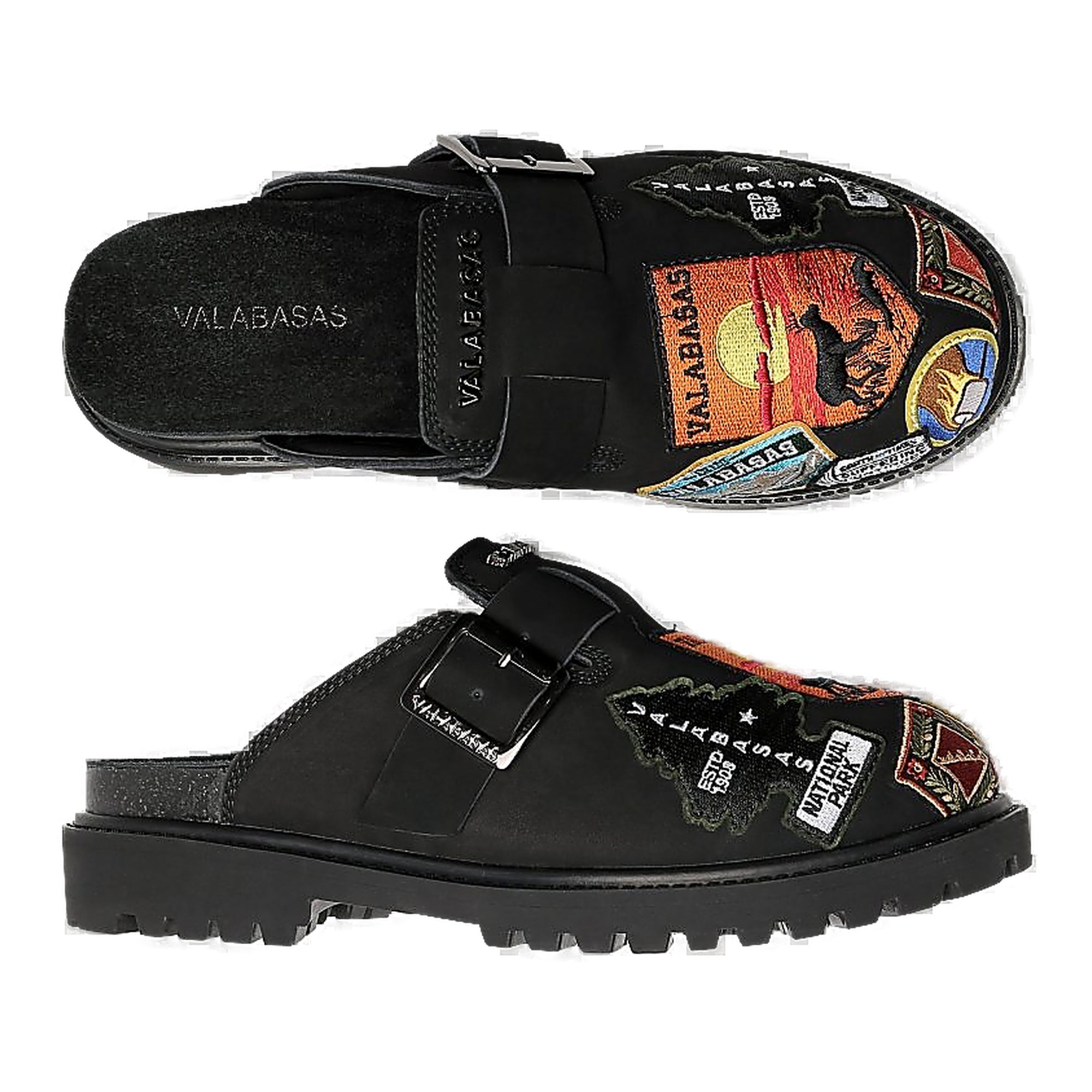 Valabasas Patch Mule Shoes - Embroidered