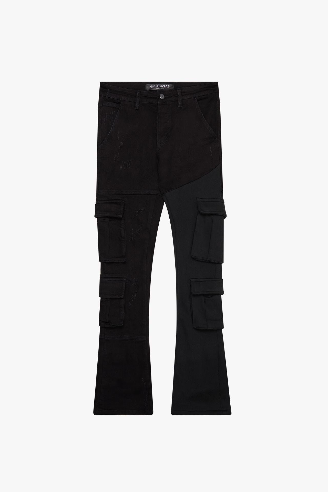 "YING YANG" BLACK STACKED FLARE JEAN