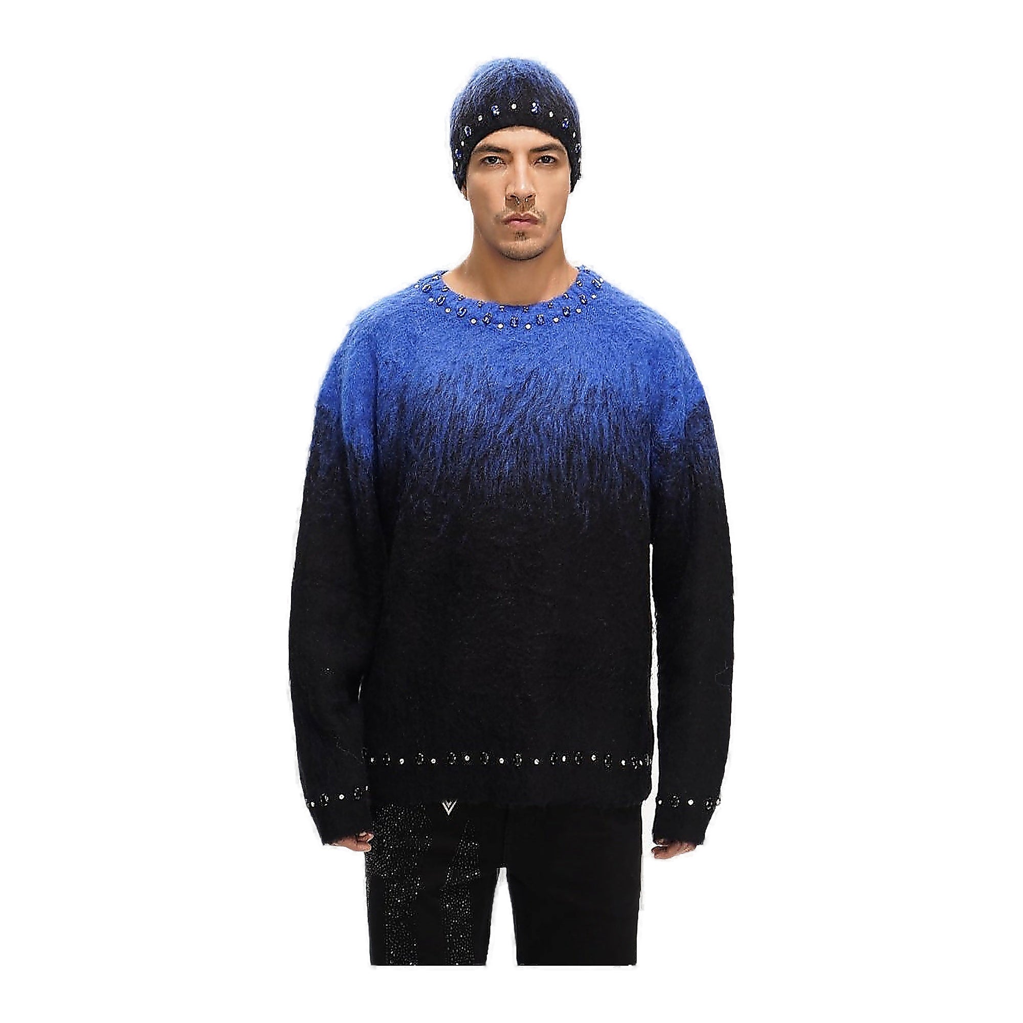 Valabasas Gradient Sweater - Studded Hem Blue