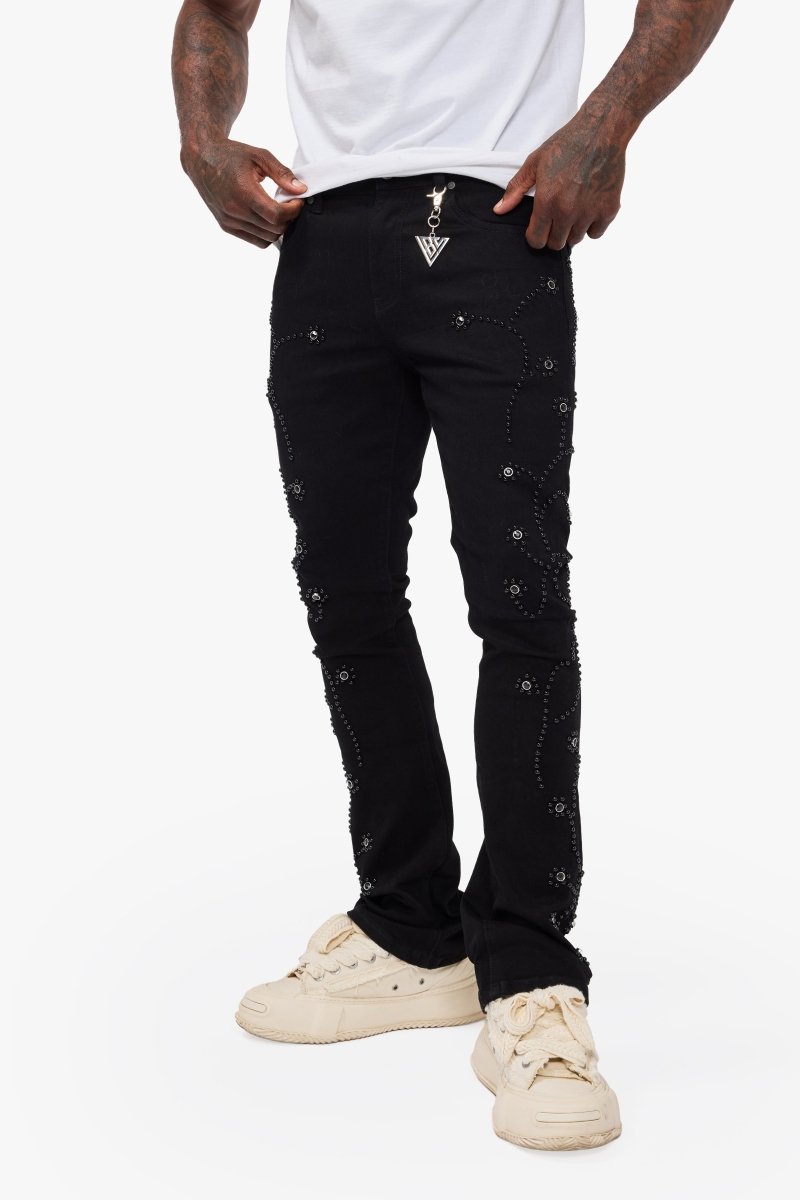 Dat Jet Black Stacked Jeans - Valabasas