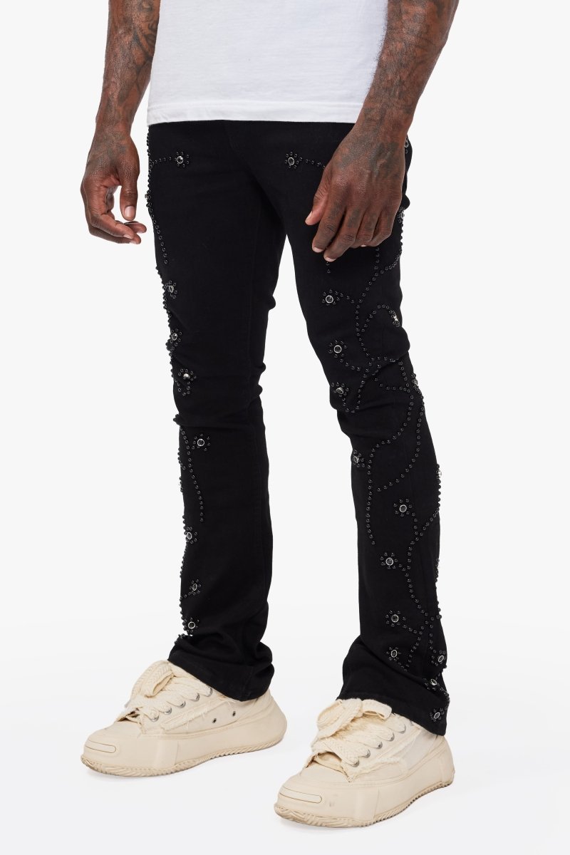 Dat Jet Black Stacked Jeans - Valabasas